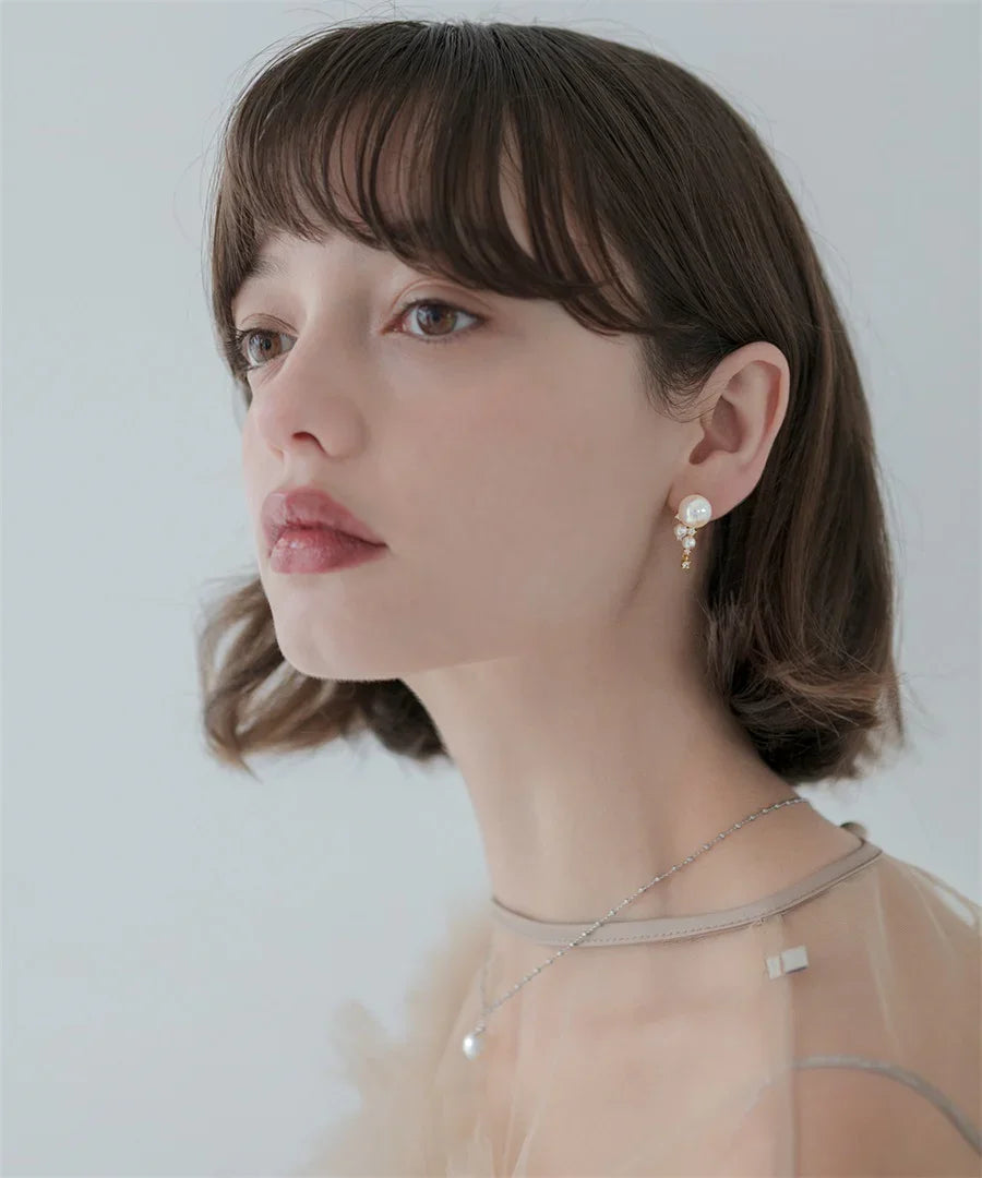 【SOLD OUT】パールクリスタルドロップピアス