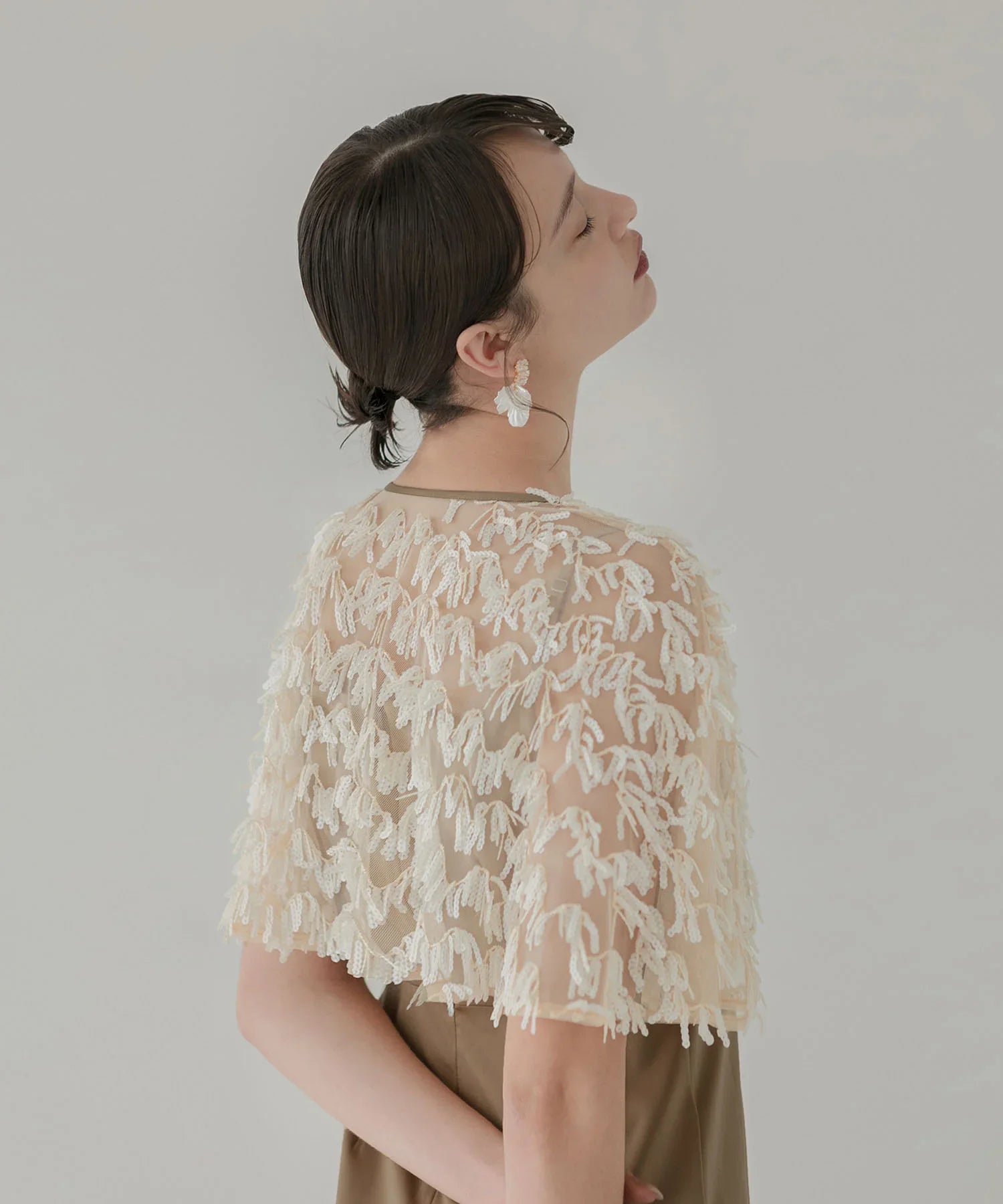 【当日発送】スパンコールフリンジケープ Iラインワンピースドレス