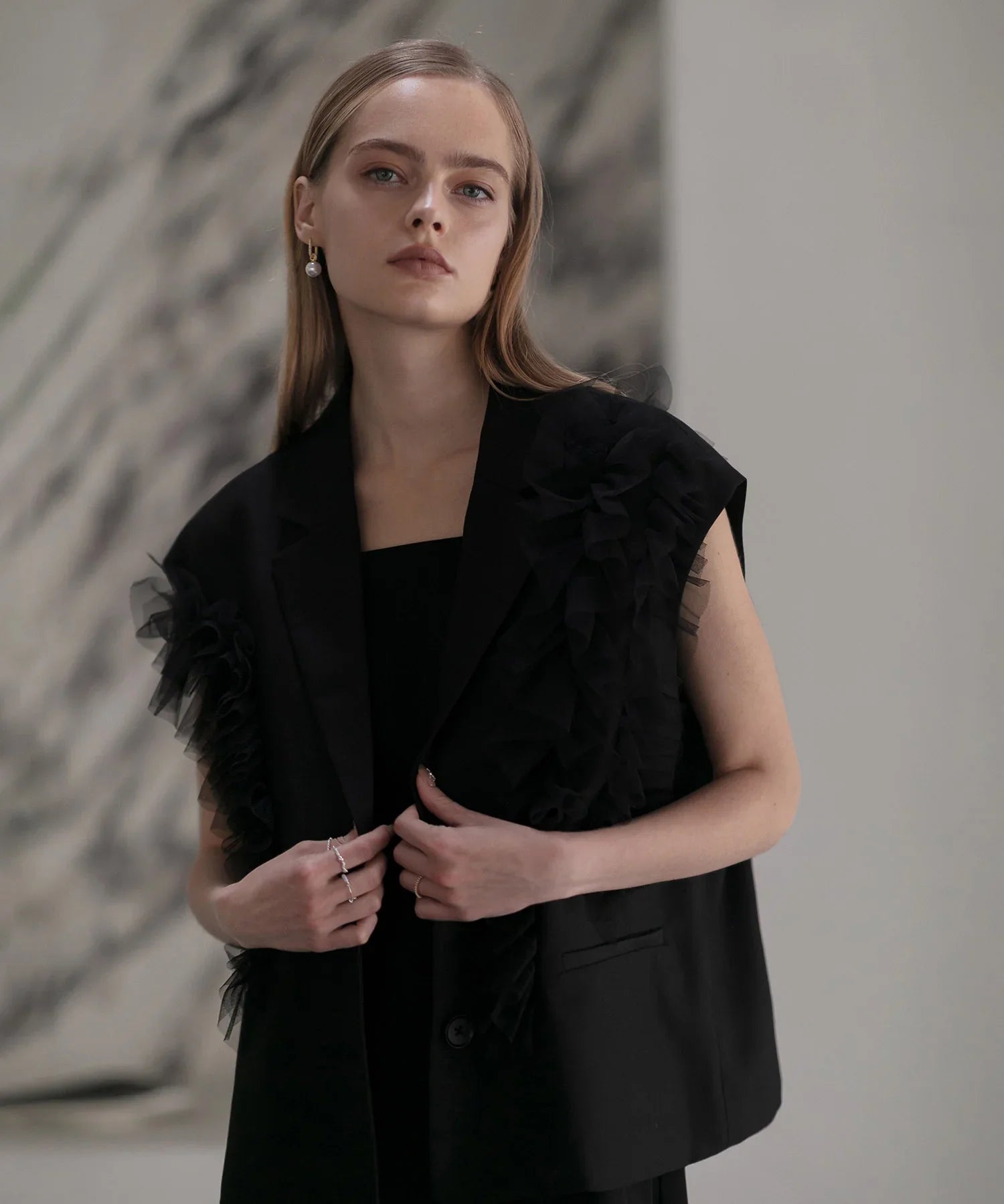 【当日発送】チュールフリルセットアップワンピースドレス