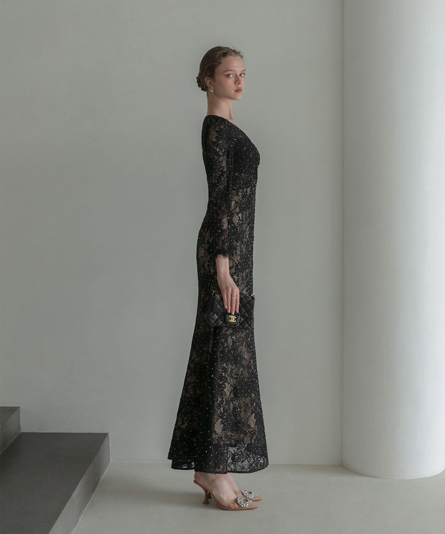 【LEJA LUXE】ツイストオープンレースストーンマーメイドドレス