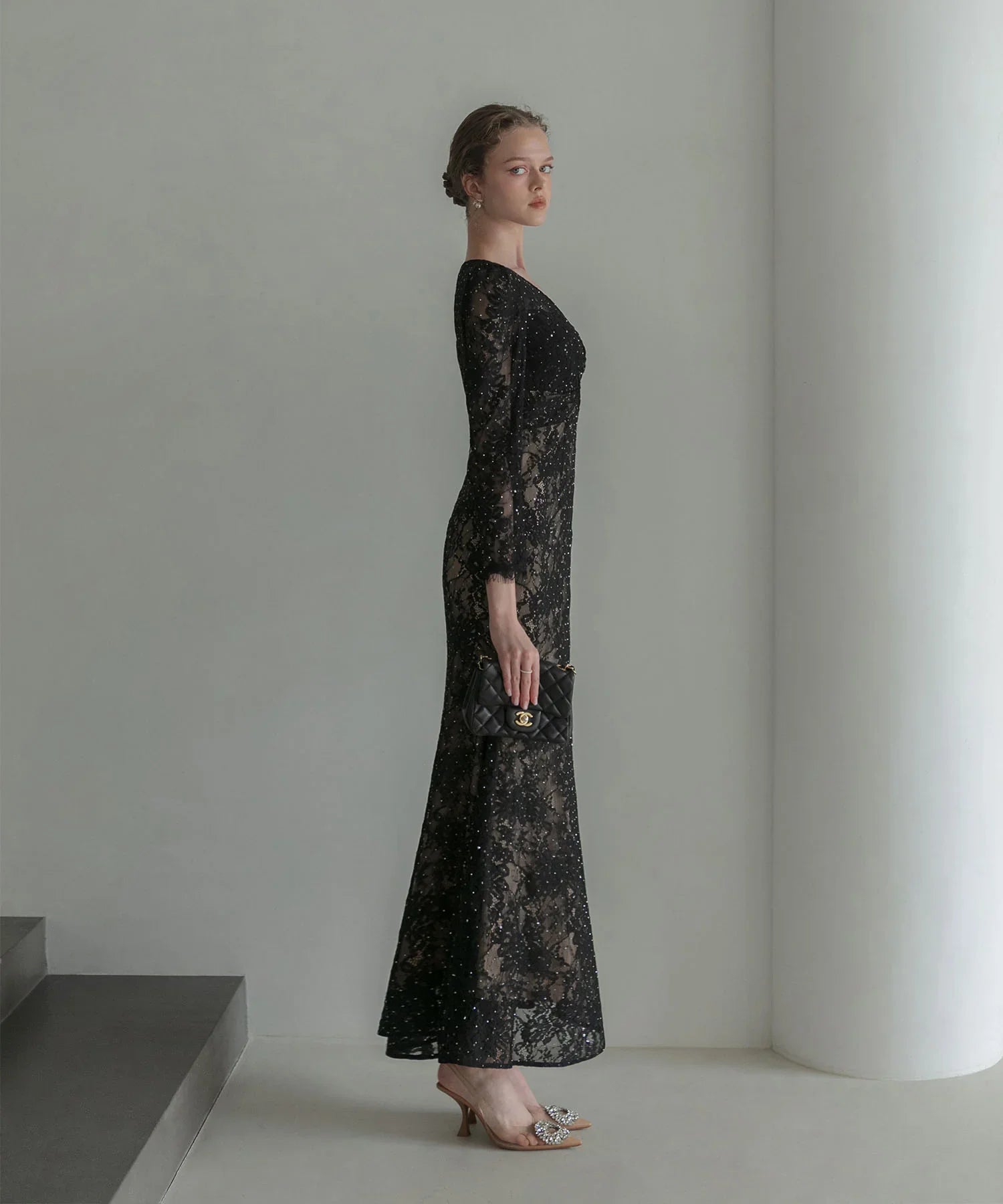 【LEJA LUXE】ツイストオープンレースストーンマーメイドドレス