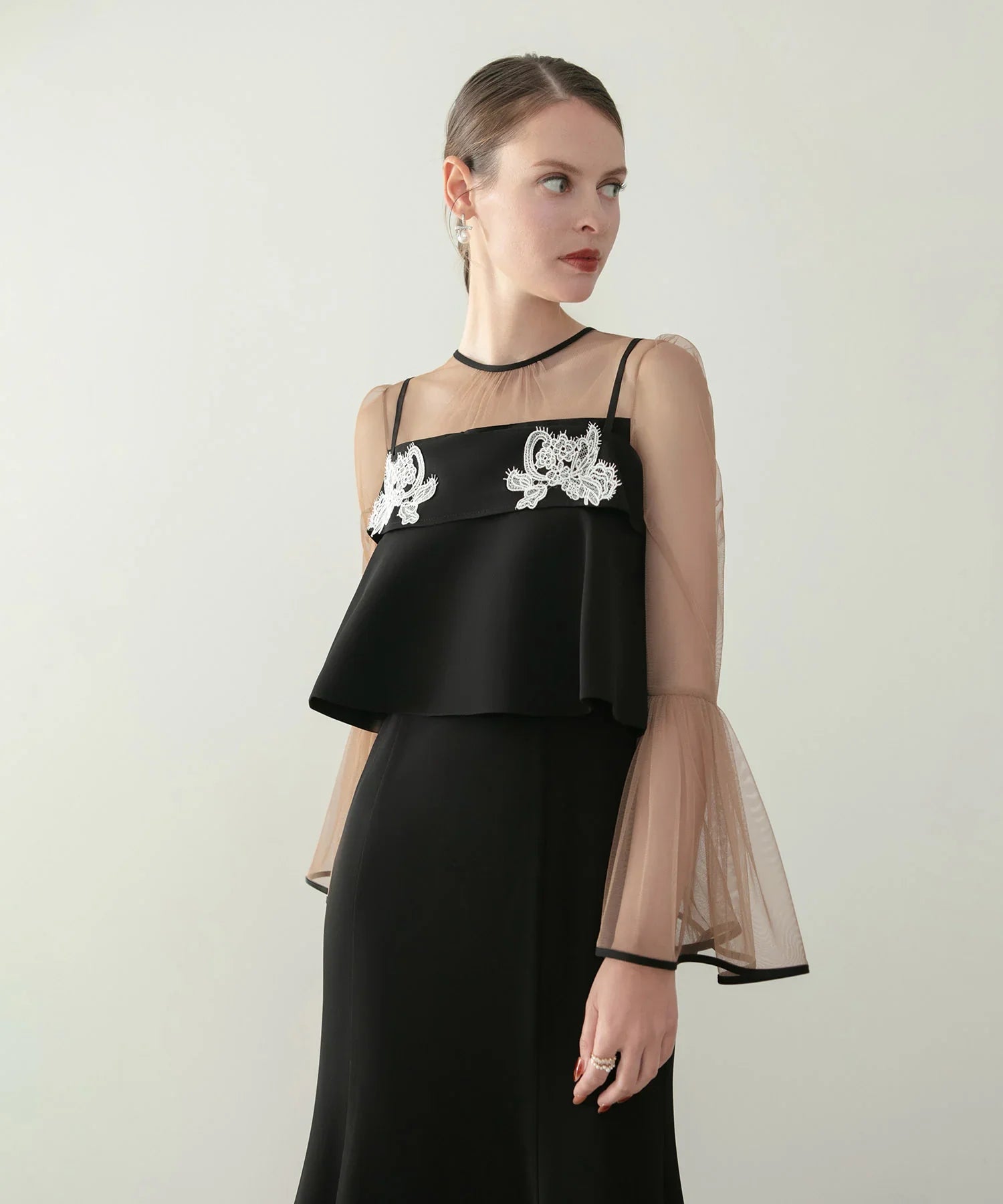 【当日発送】シアーブラウスエンブロイダリービスチェマーメイドワンピースドレス