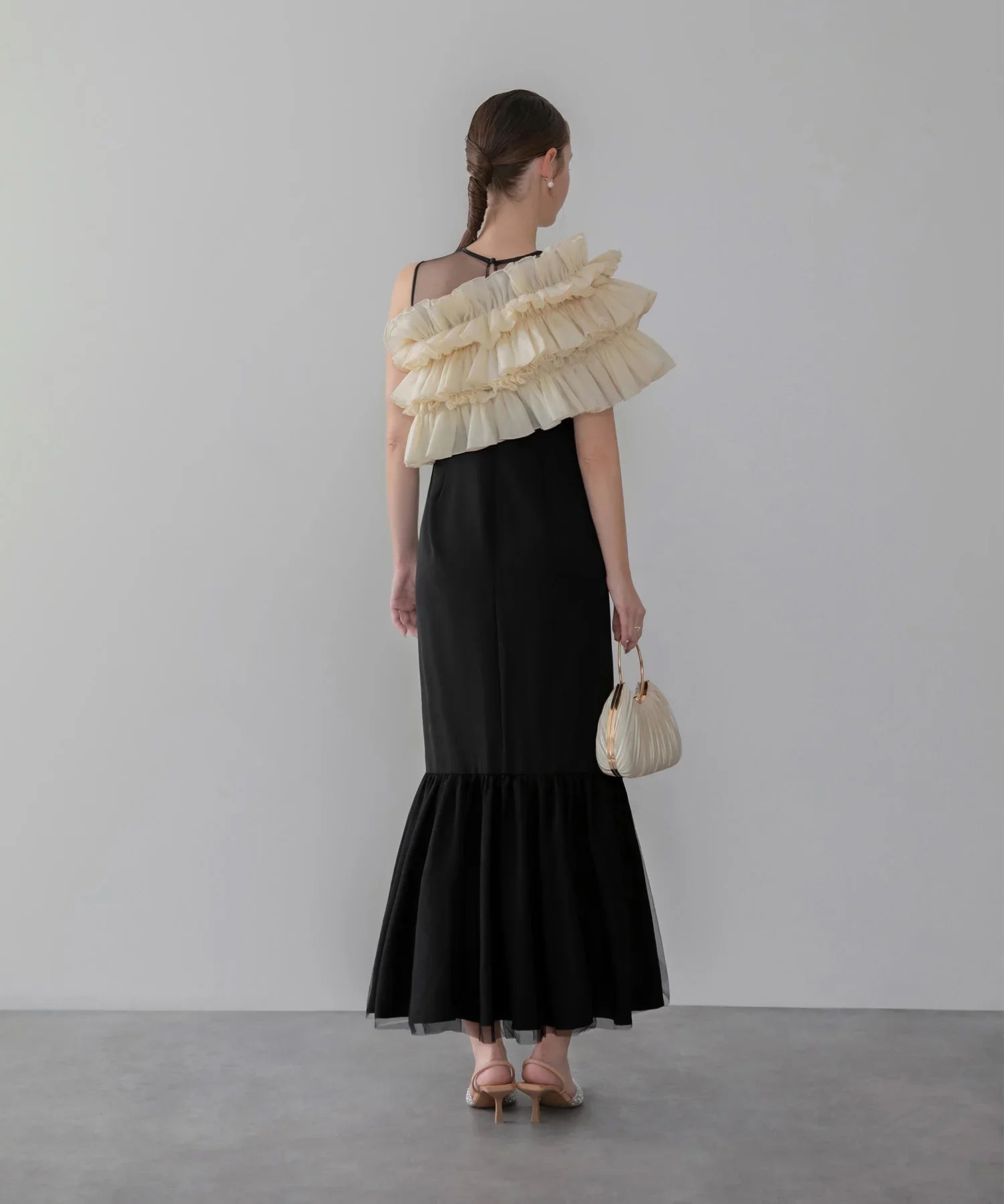 【当日発送】3WAYアシンメトリーチュールフリルワンピースドレス