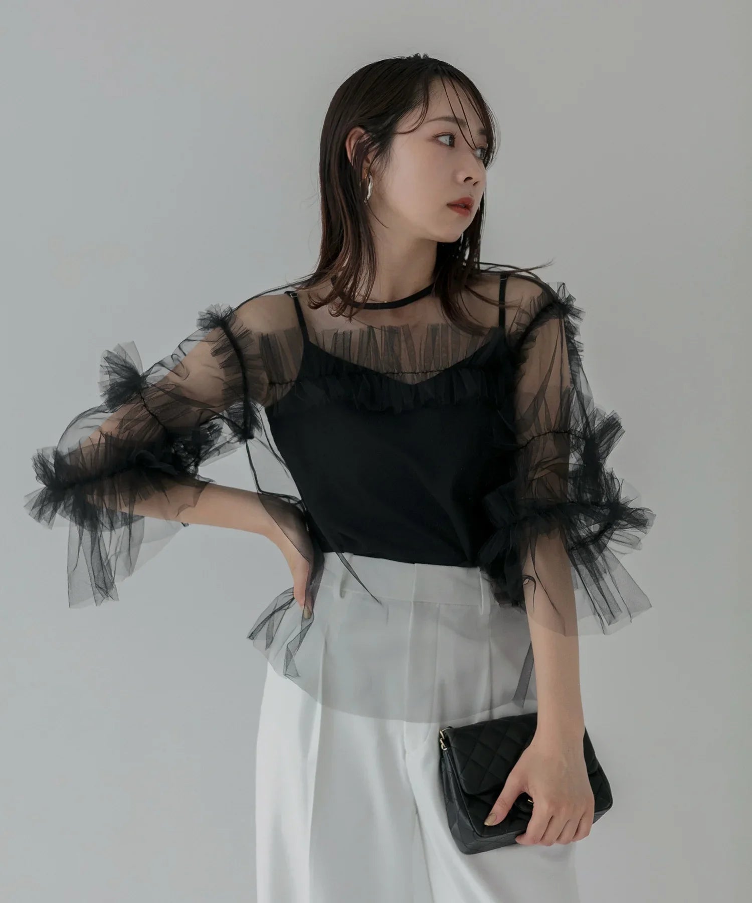 【当日発送】チュールフリルトップス