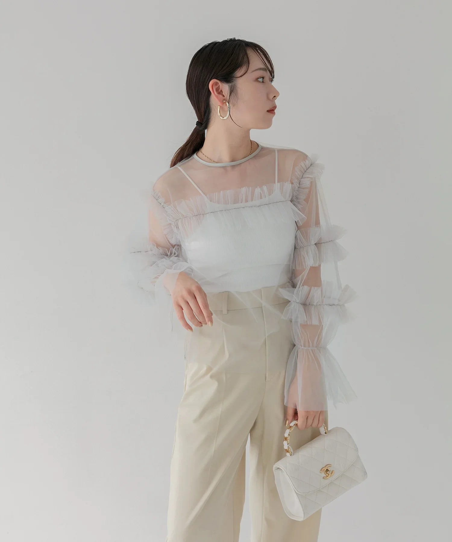 【当日発送】チュールフリルトップス