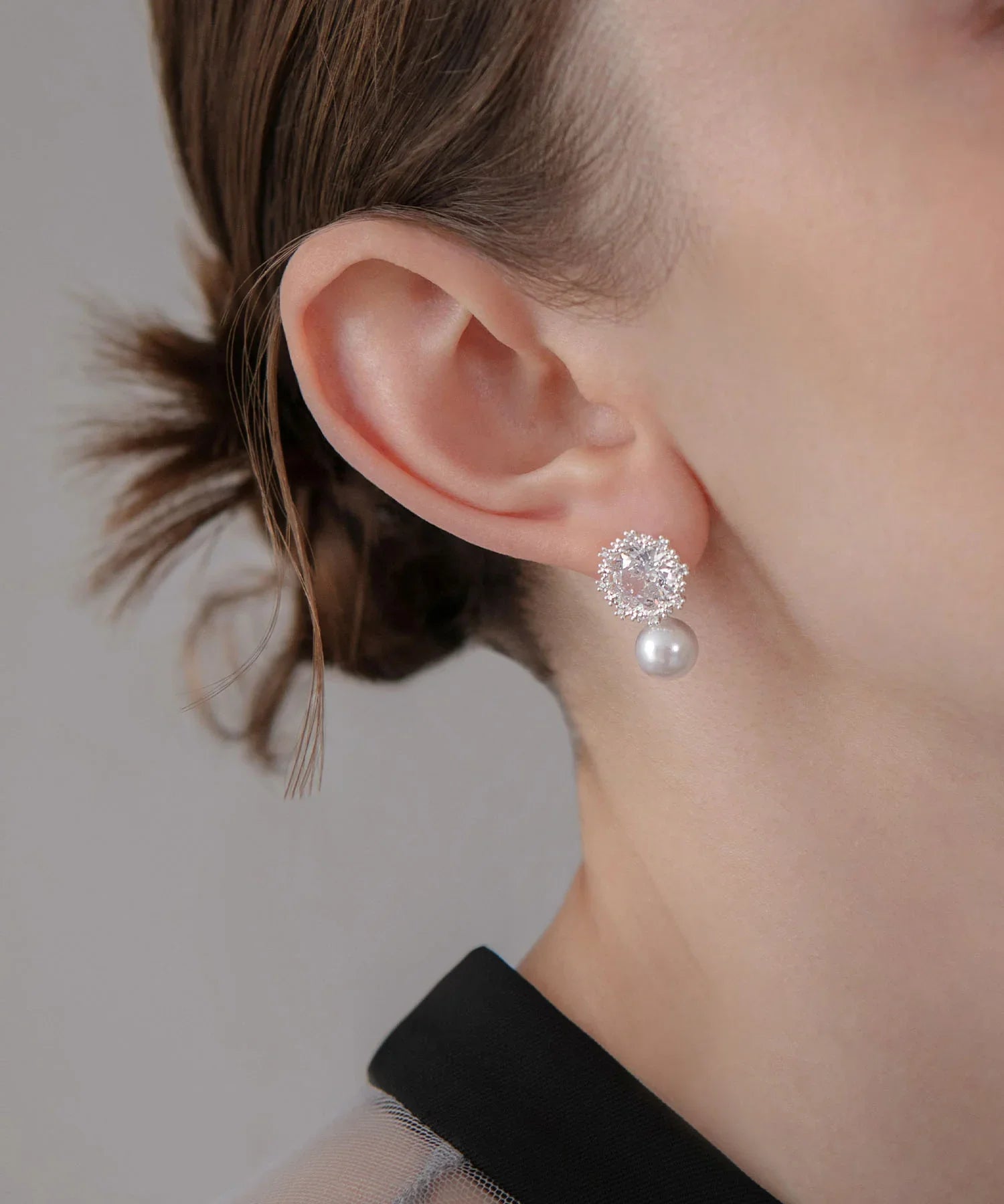 【当日発送】パールラウンドビジューピアス