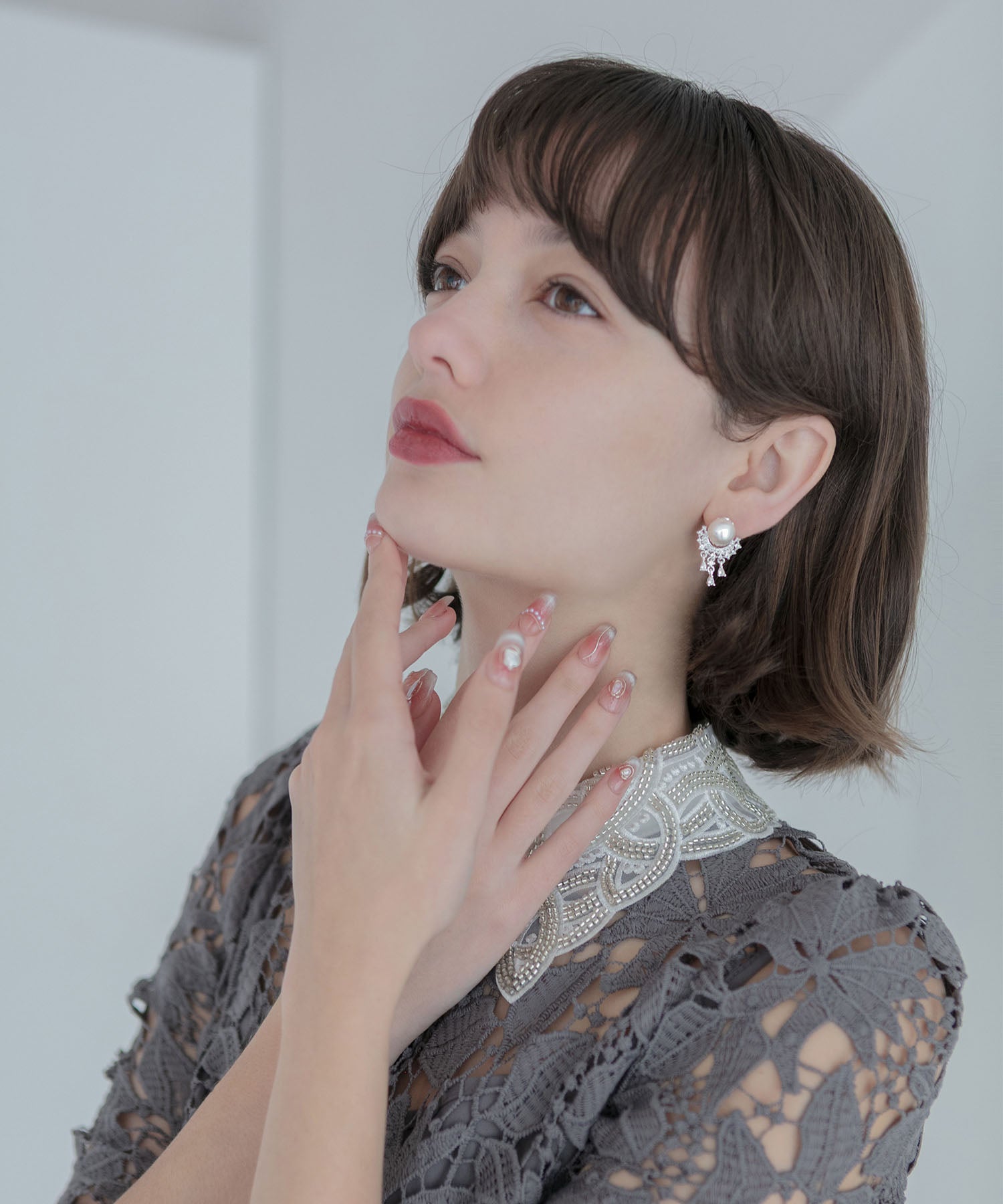 【当日発送】パールドロップビジューピアス