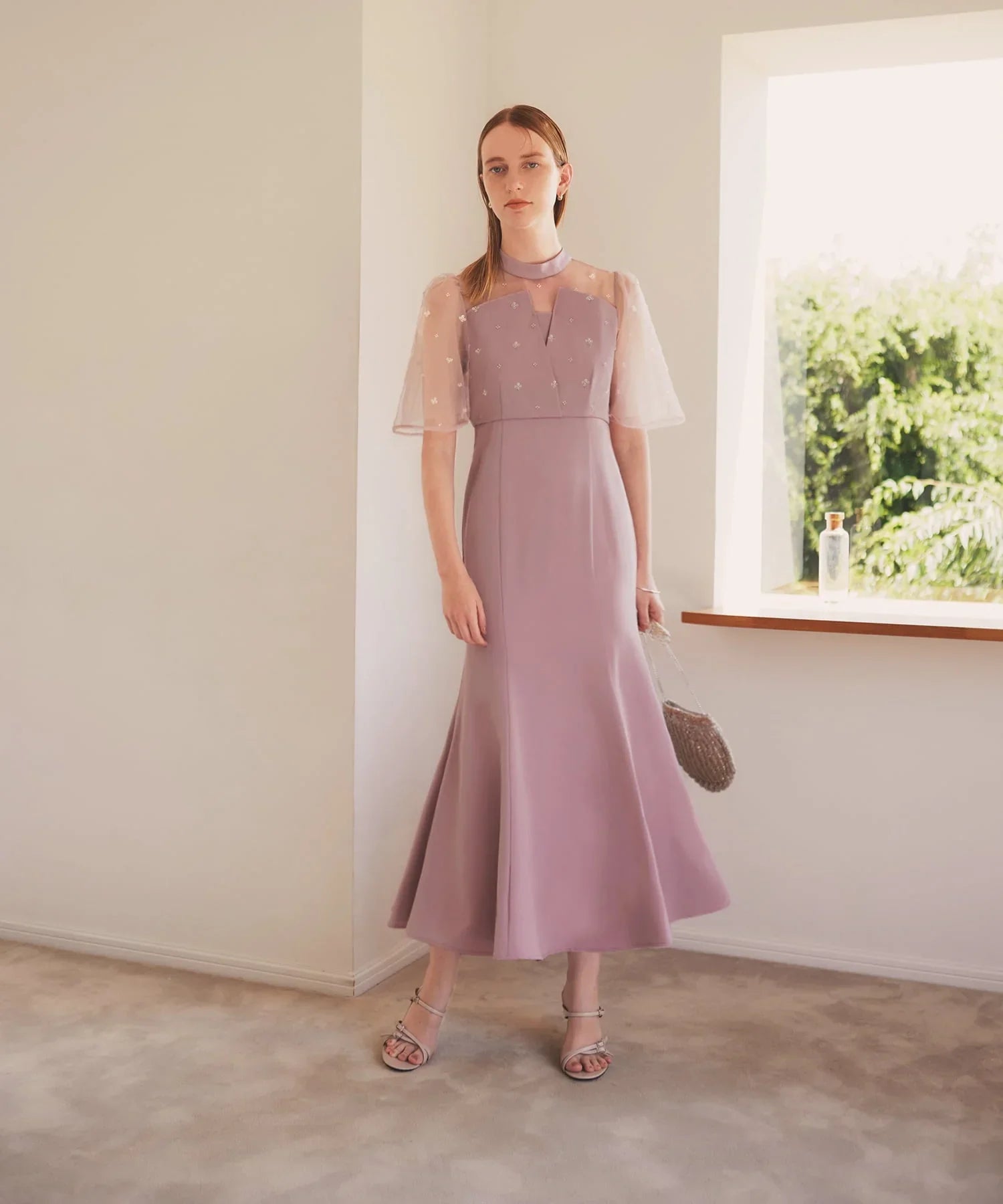 【當天出貨】碎花亮片薄紗重疊魚尾裙