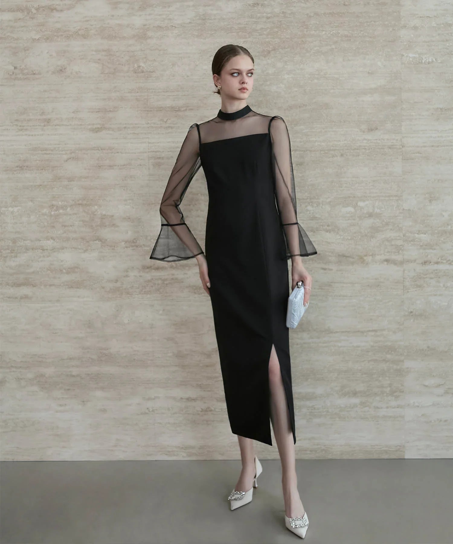 【当日発送】2WAYスパンコールビスチェチュールIラインワンピースドレス