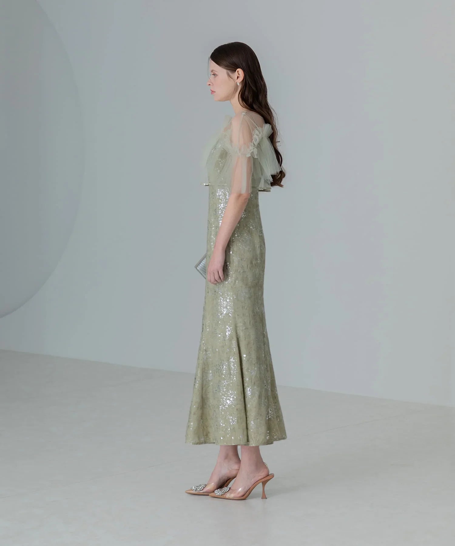 【当日発送】チュールフリルボレロペイントマーメイドワンピースドレス