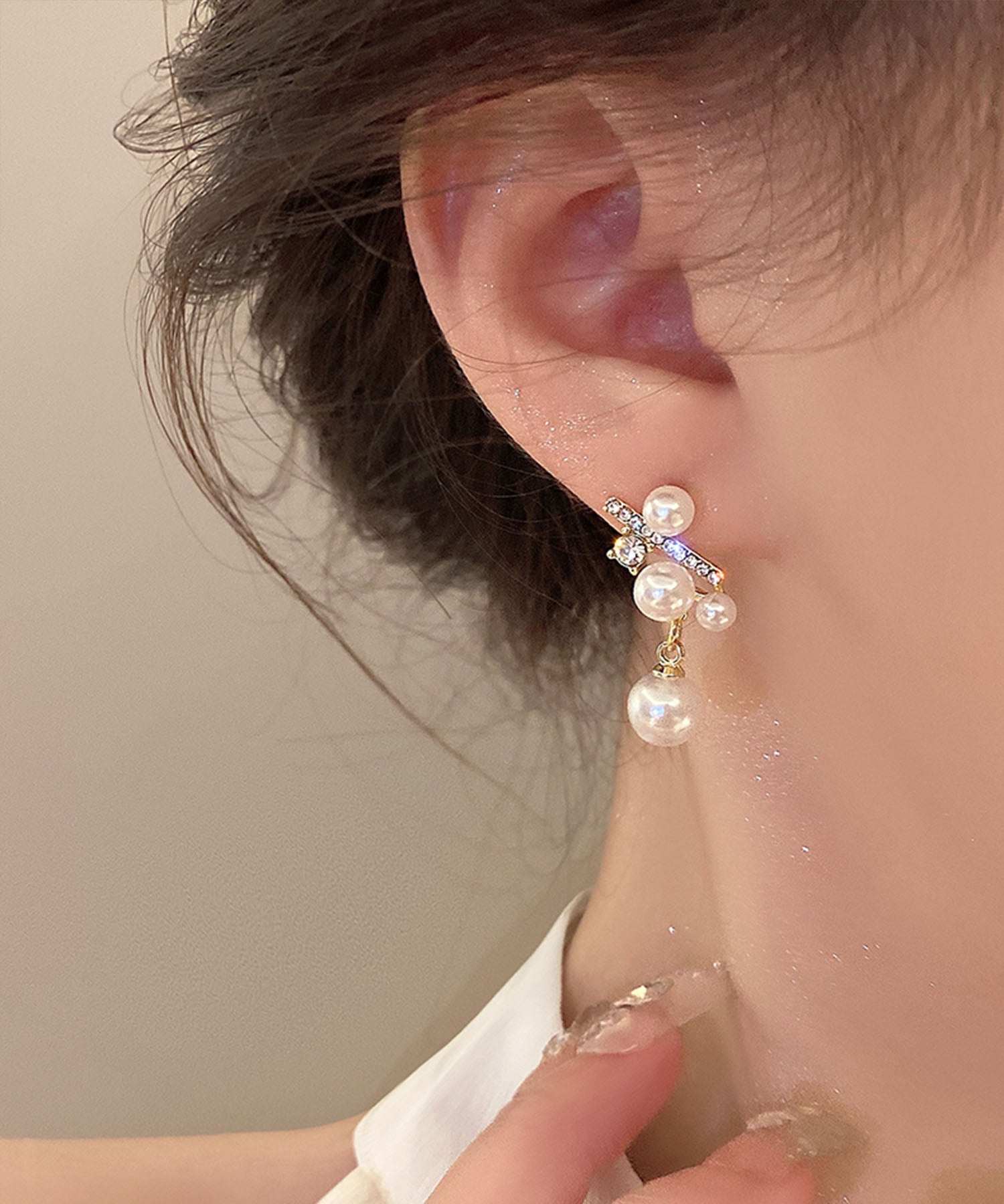 【当日発送】パールシルバーストーンピアス