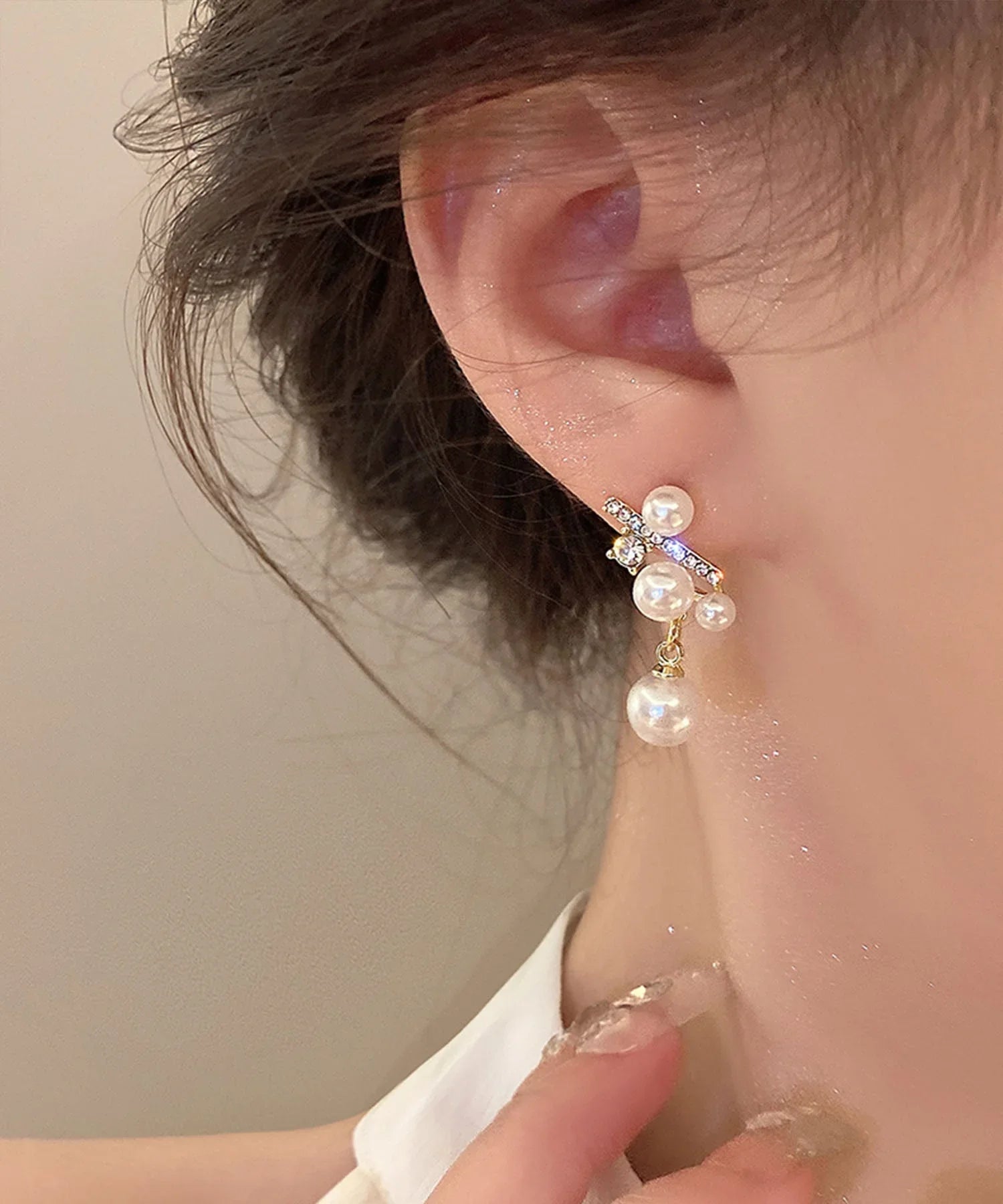 【当日発送】パールシルバーストーンピアス