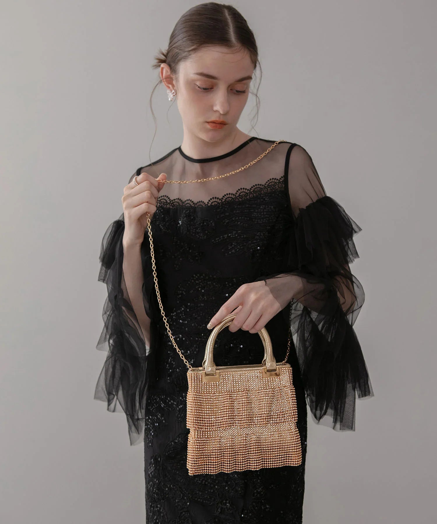 【当日発送】グリッターフリル2WAYハンドバッグ