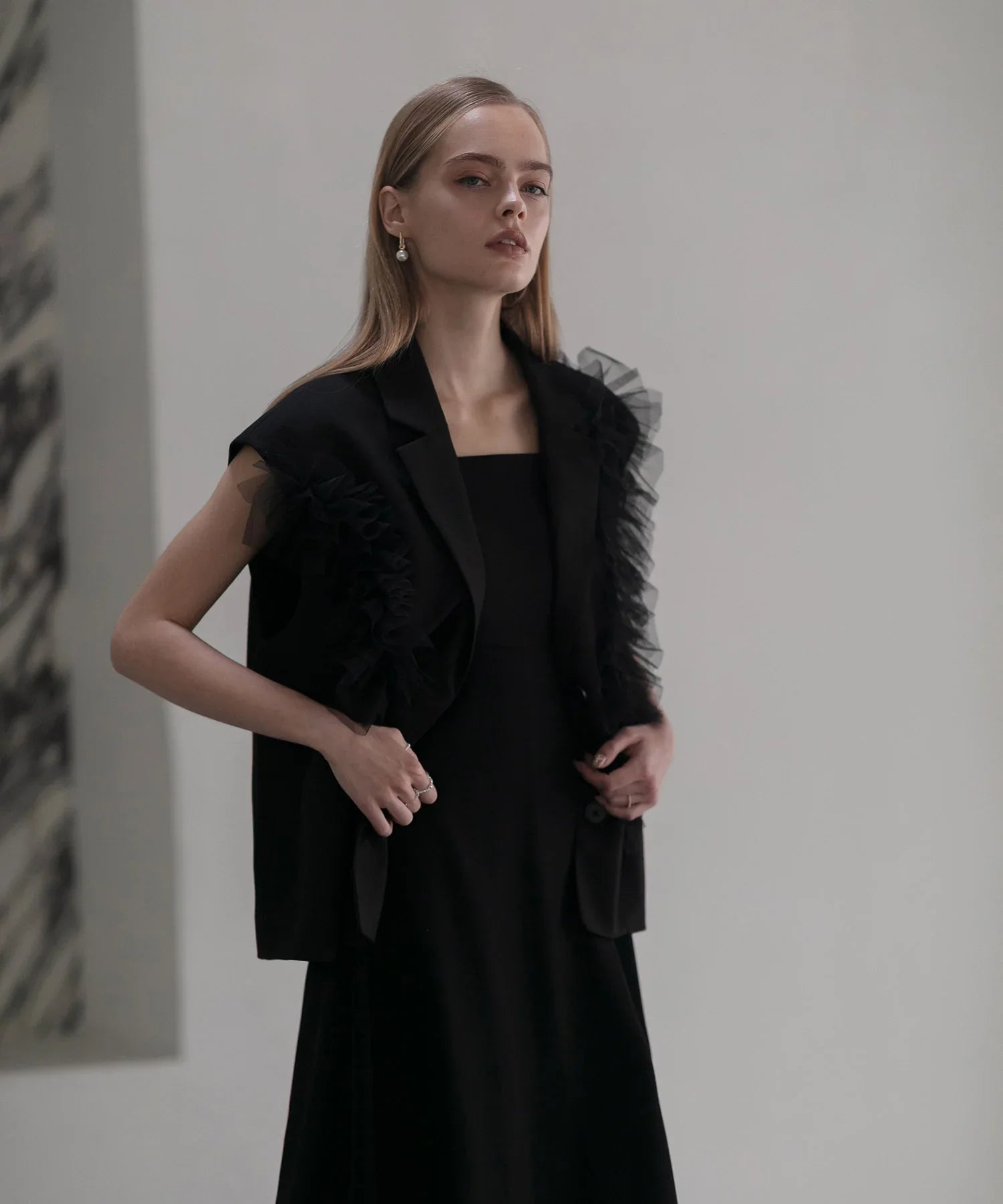 【当日発送】チュールフリルセットアップワンピースドレス