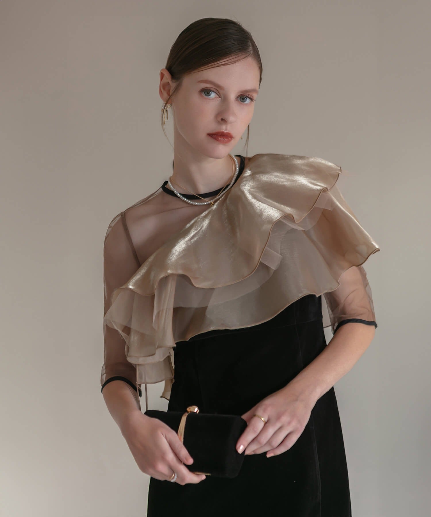 【当日発送】アシンメトリーティアードフリル3WAYベロアワンピースドレス