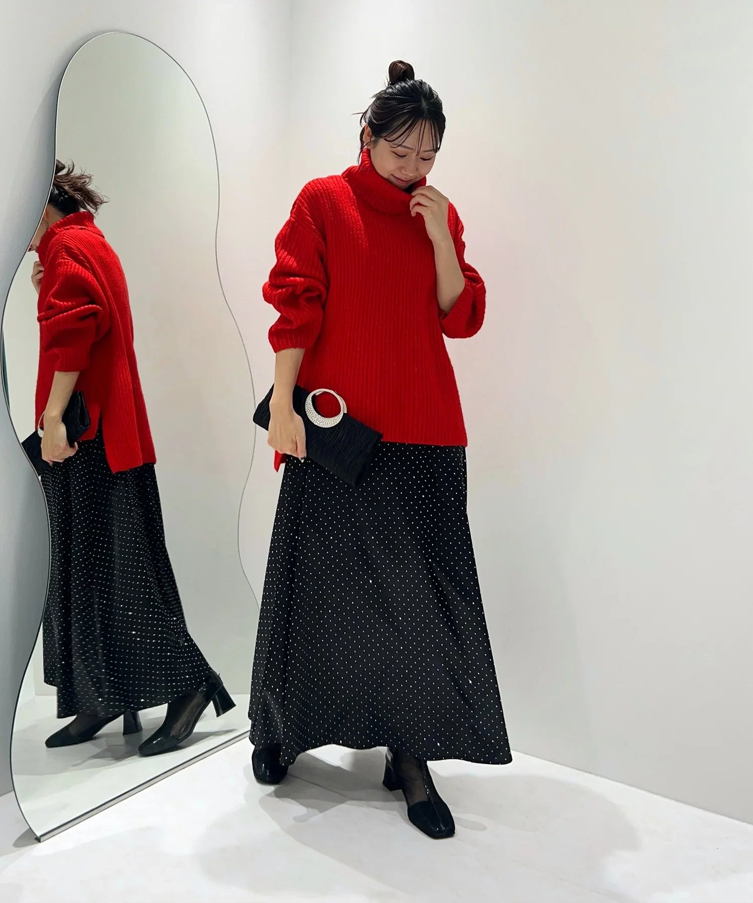 【SOLD OUT】2WAYリボンボレロドットストーンワンピースドレス