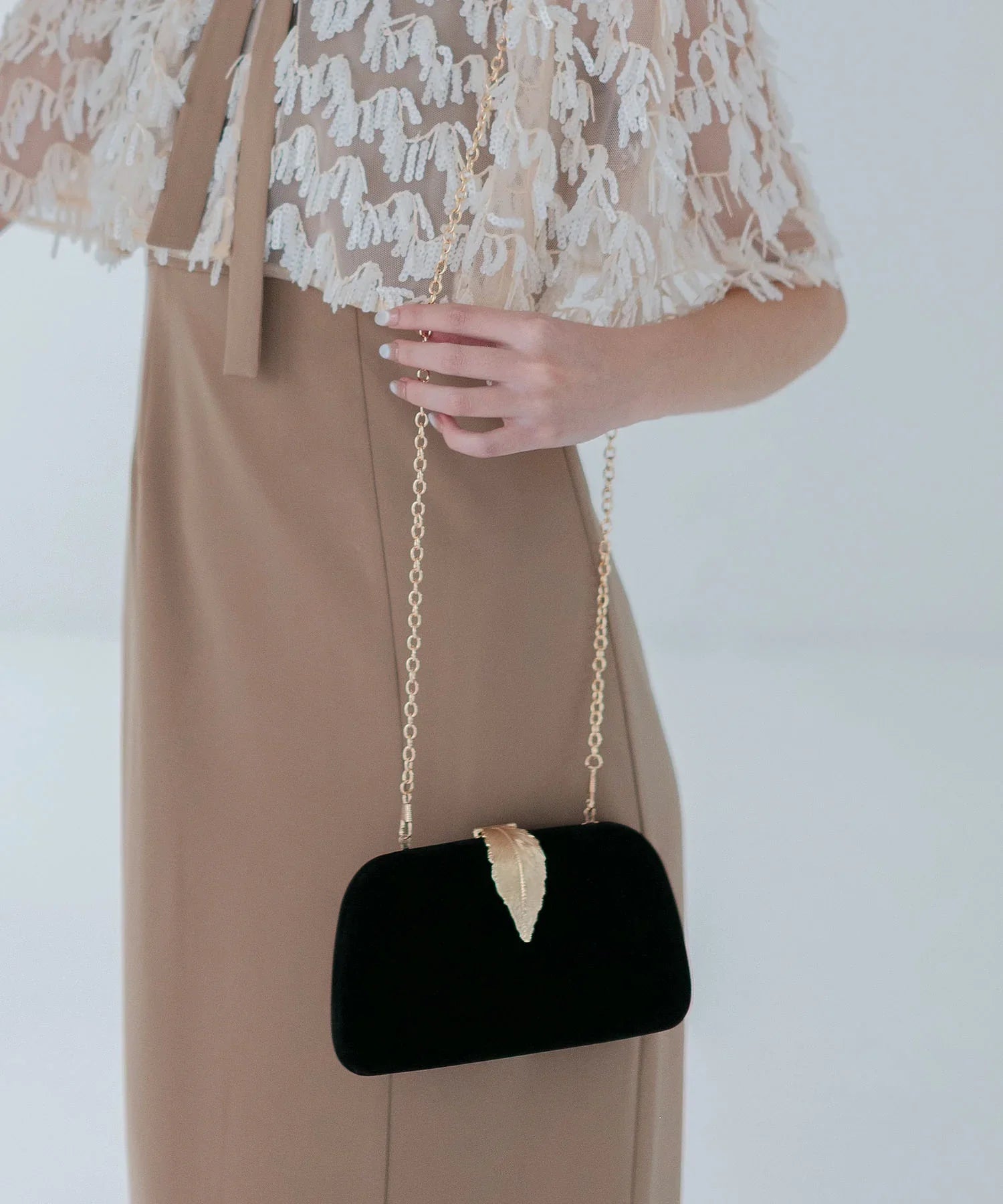 【SOLD OUT】リーフモチーフ2WAYベロアバッグ