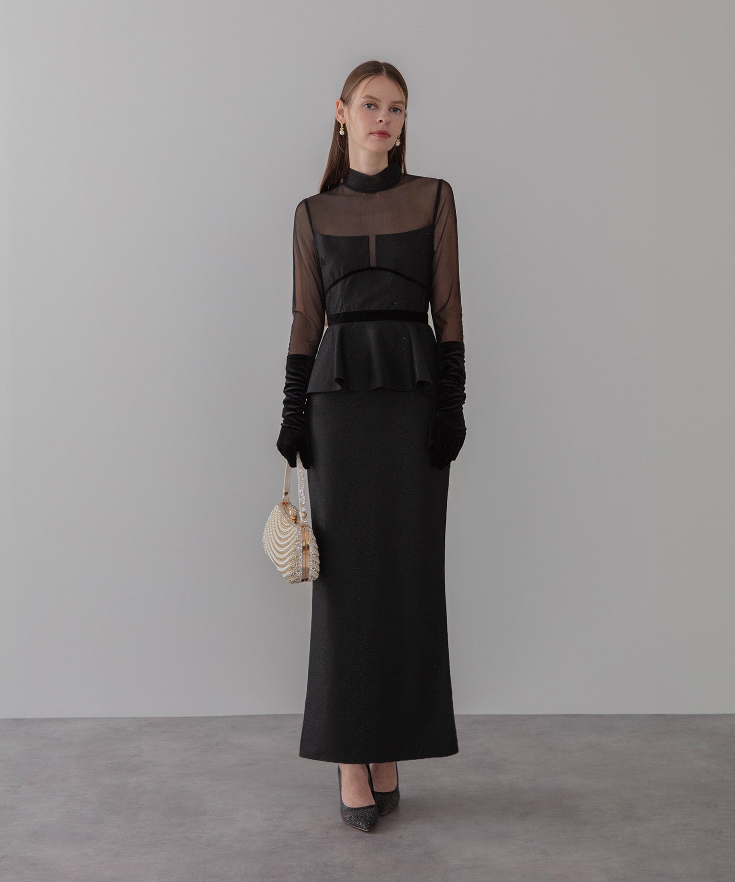 【LEJA LUXE】チュールペプラムベロアグローブIラインドレス