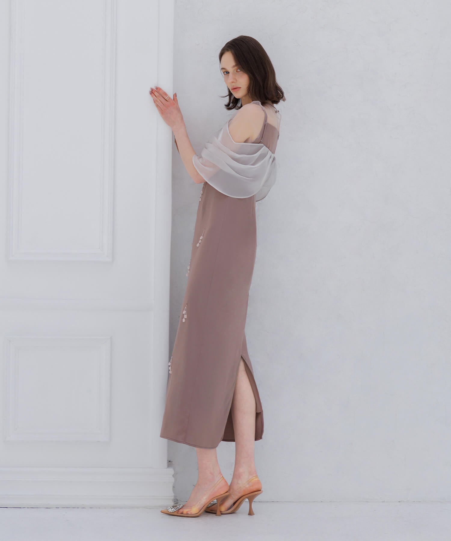 【SOLD OUT】2WAYシアーレイヤードビスチェIラインワンピースドレス