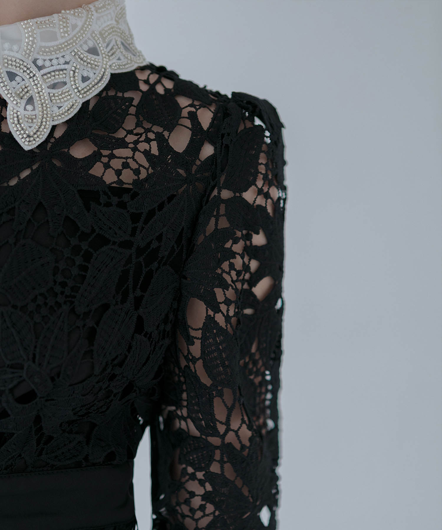 【一部当日発送】花柄レースビジューカラーAラインワンピースドレス