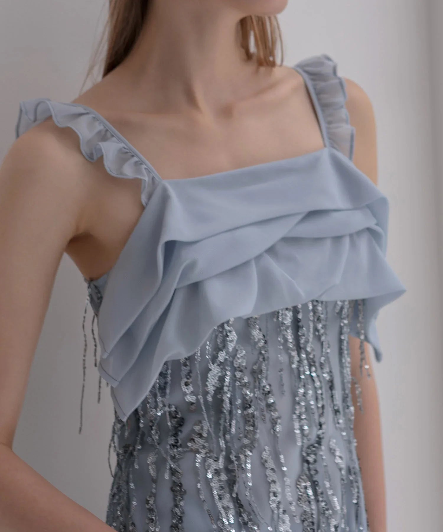 【LEJA LUXE】フリンジスパンコールIラインドレス