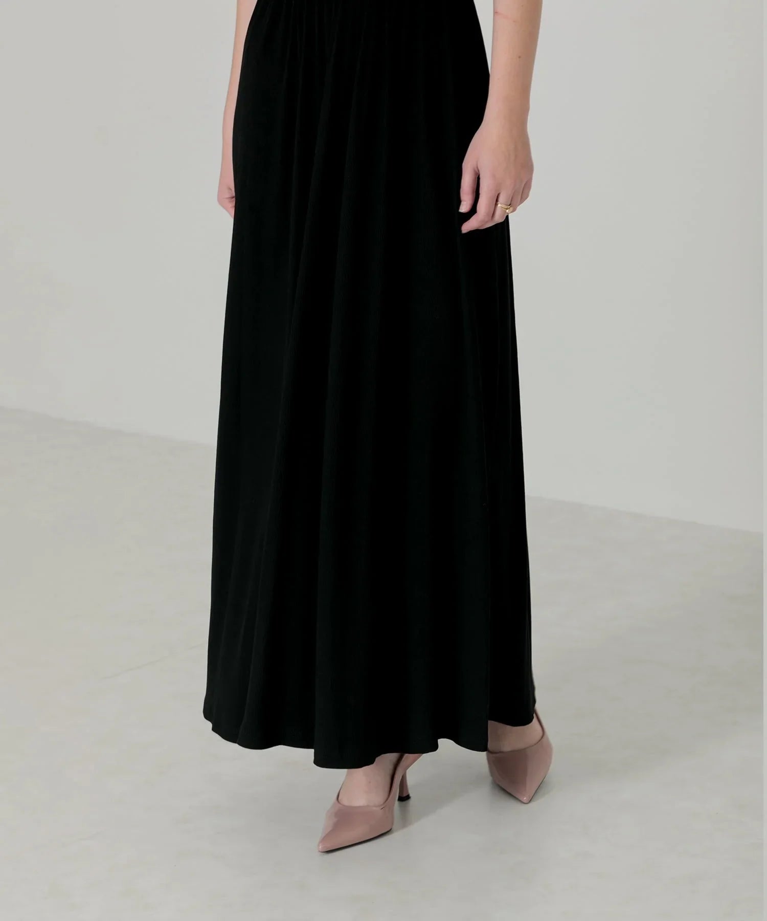 【当日発送】アームカバーオフショルダーリブニットワンピース