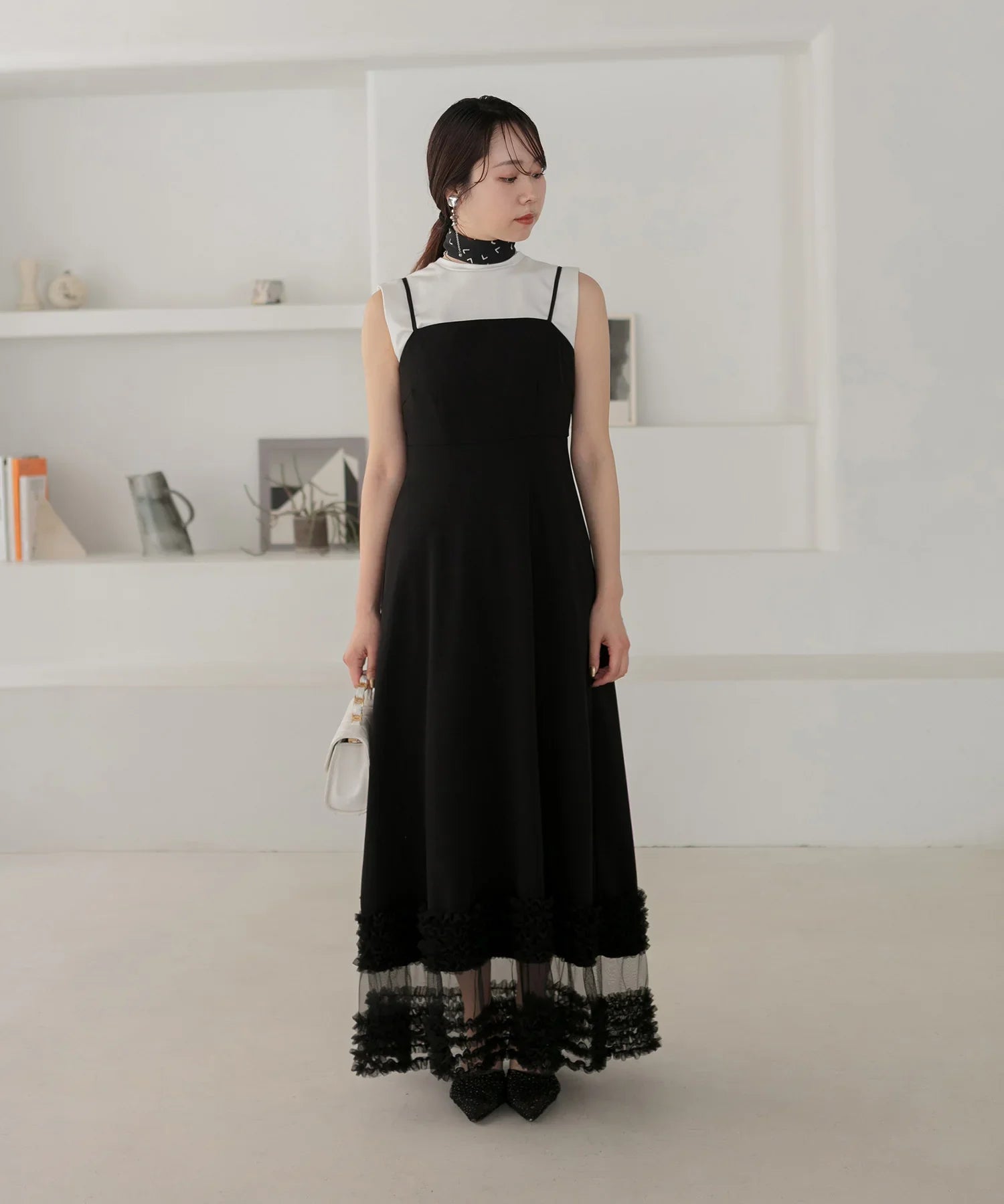 【当日発送】チュールフリルセットアップワンピースドレス