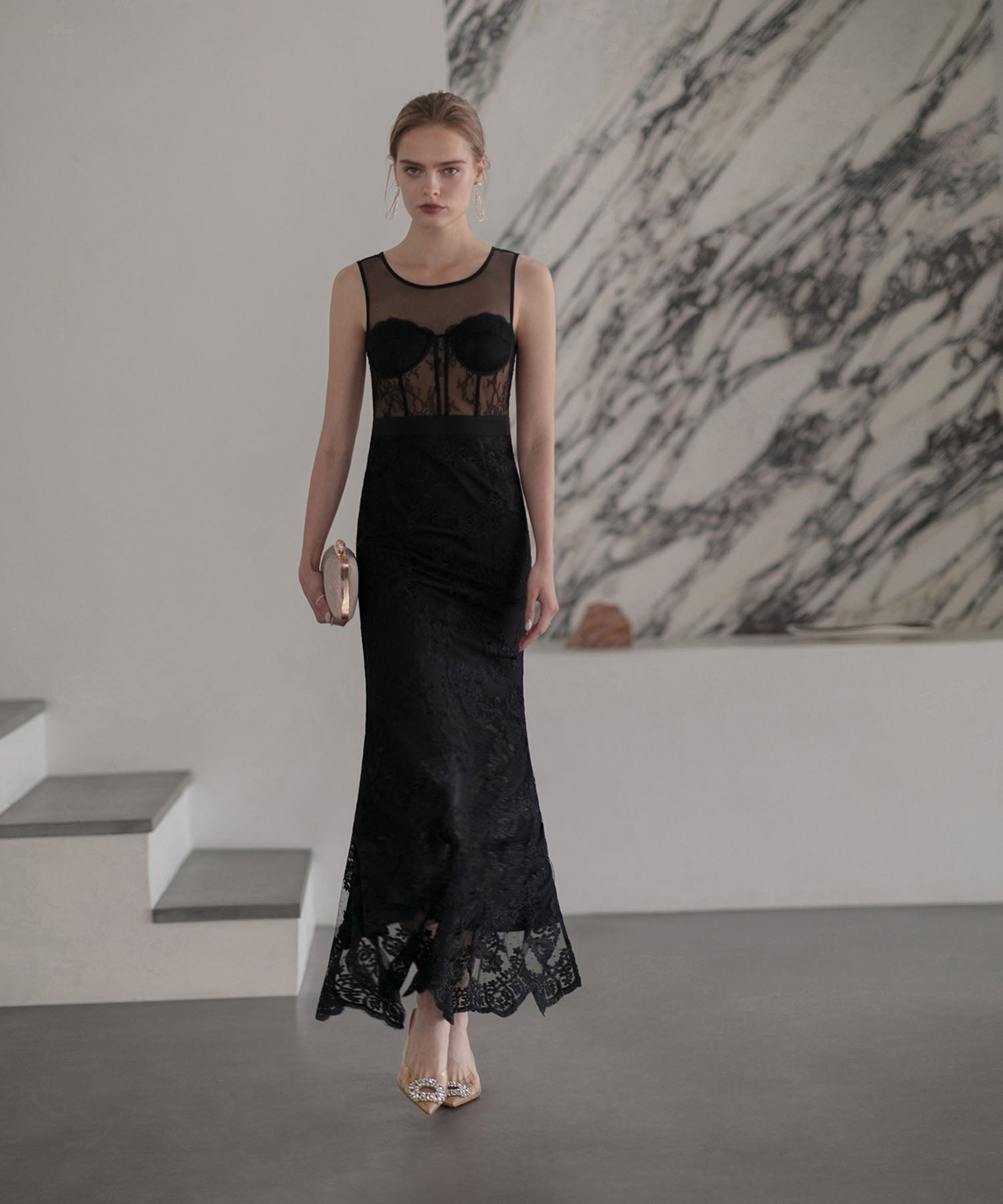 【LEJA LUXE】シェルカップレースマーメイドドレス