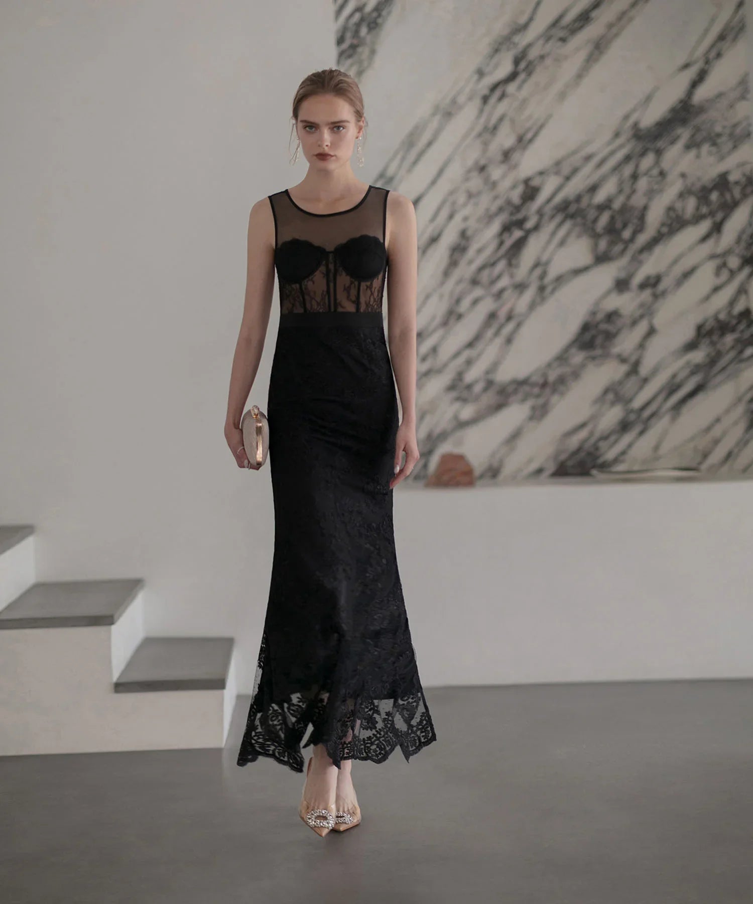 【LEJA LUXE】シェルカップレースマーメイドドレス