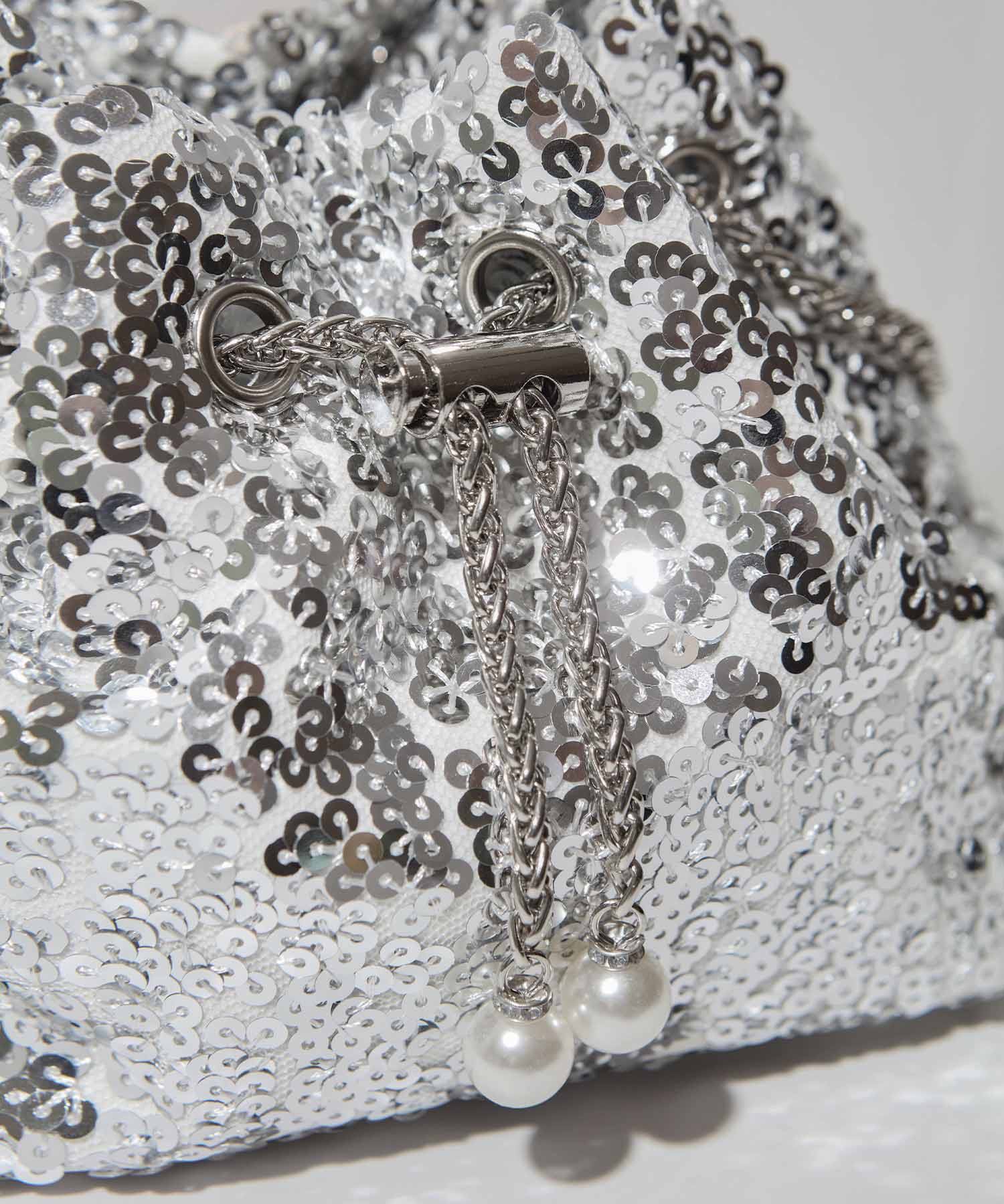 【当日発送】ビジューハンドルチェーンスパンコールバッグ