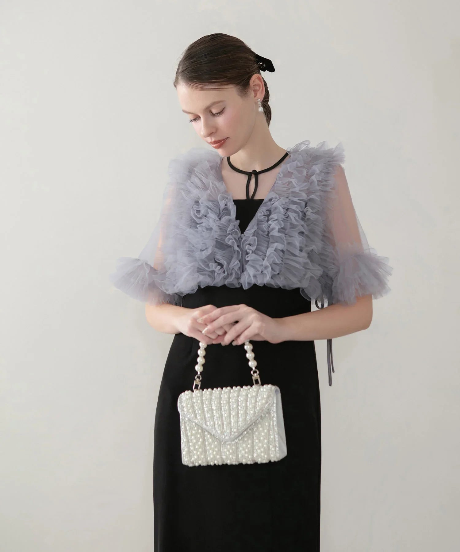 【当日発送】チュールフリルビスチェIラインワンピースドレス