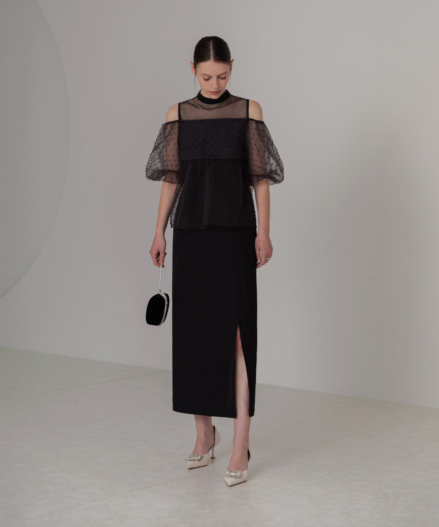 【当日発送】 レースドットビスチェセットアップIラインワンピースドレス