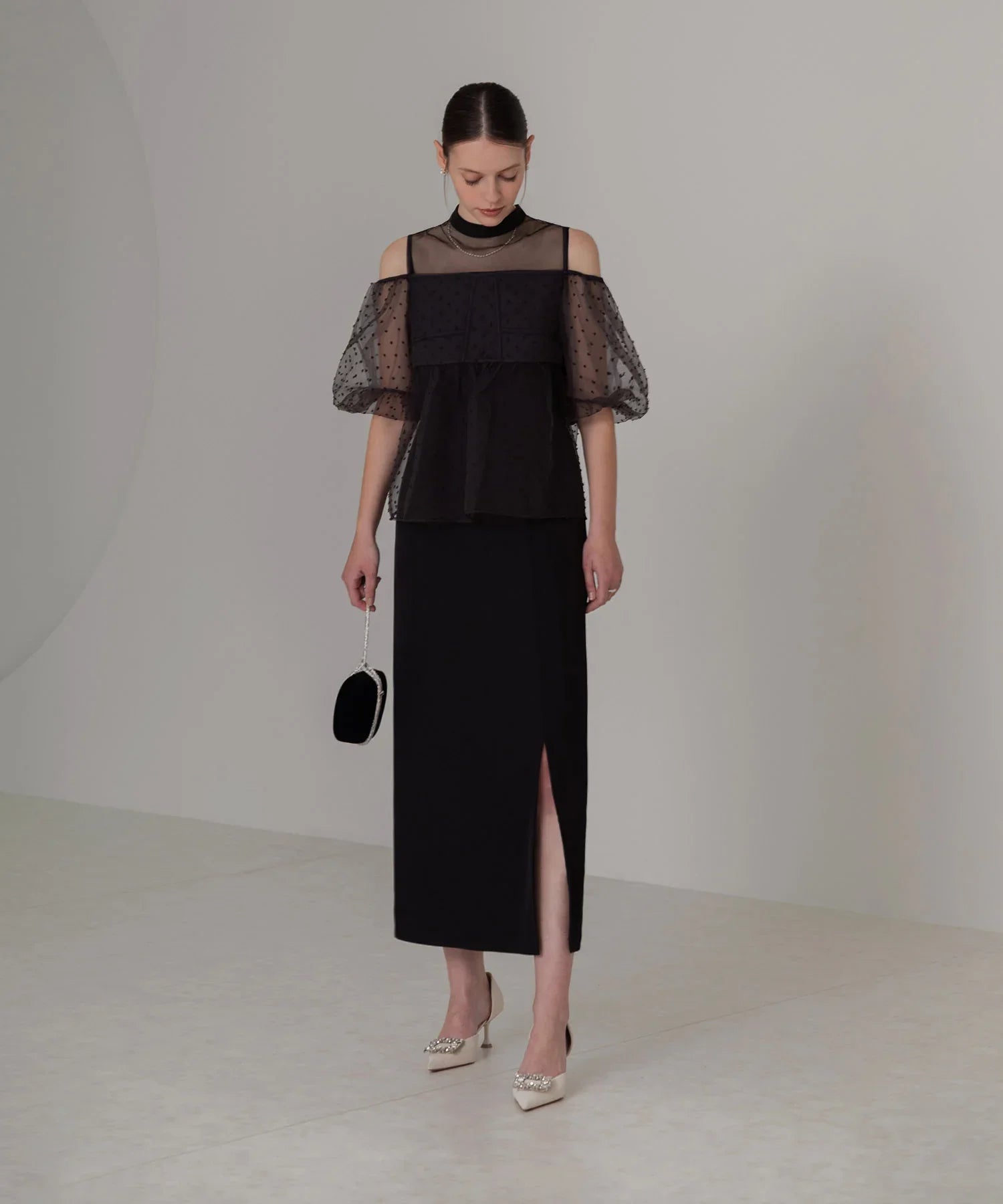 【当日発送】 レースドットビスチェセットアップIラインワンピースドレス