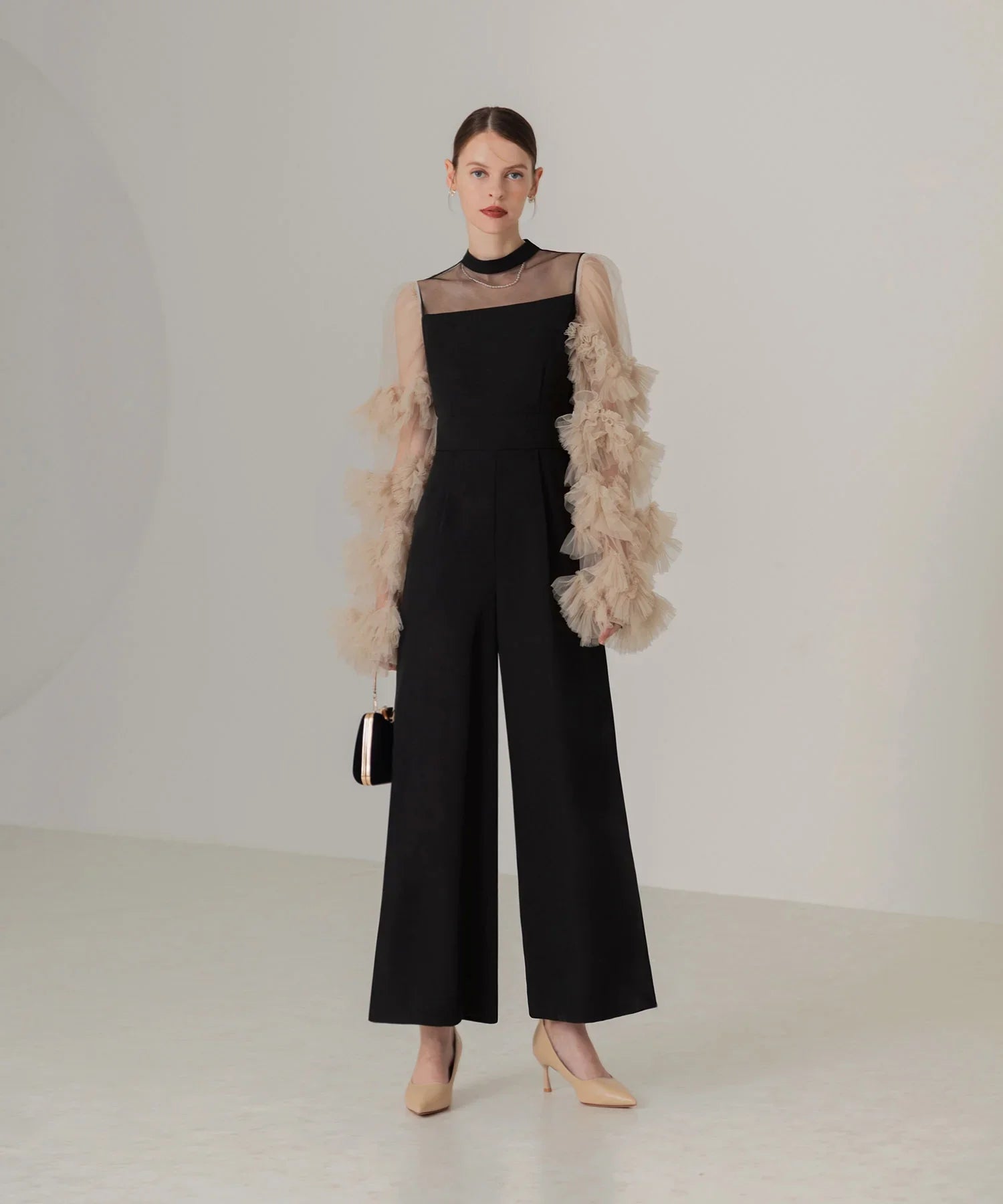 【当日発送】ボリュームチュールスリーブオールインワンパンツドレス