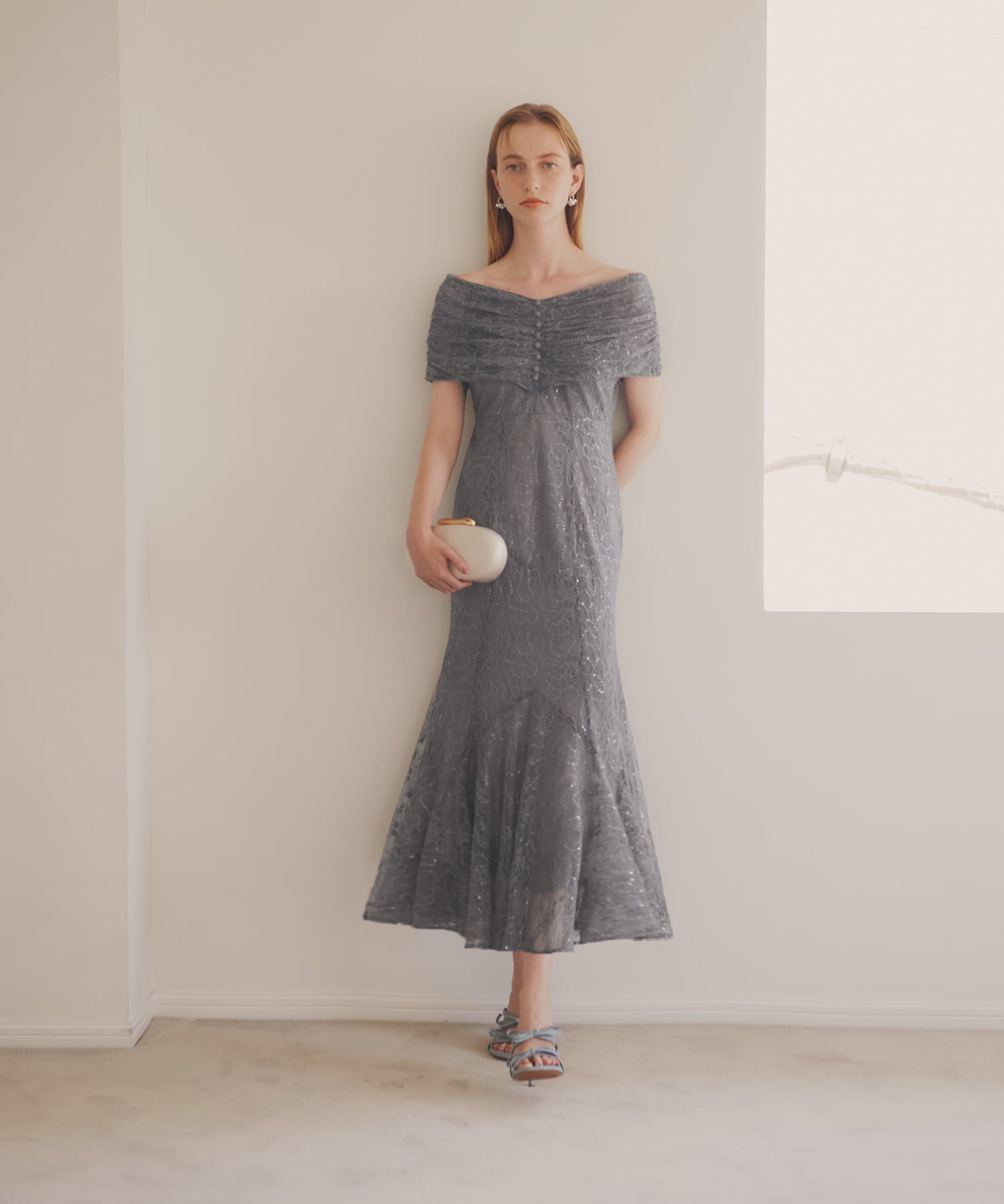 【当日発送】2WAYレース花柄オフショルダーマーメイドワンピースドレス