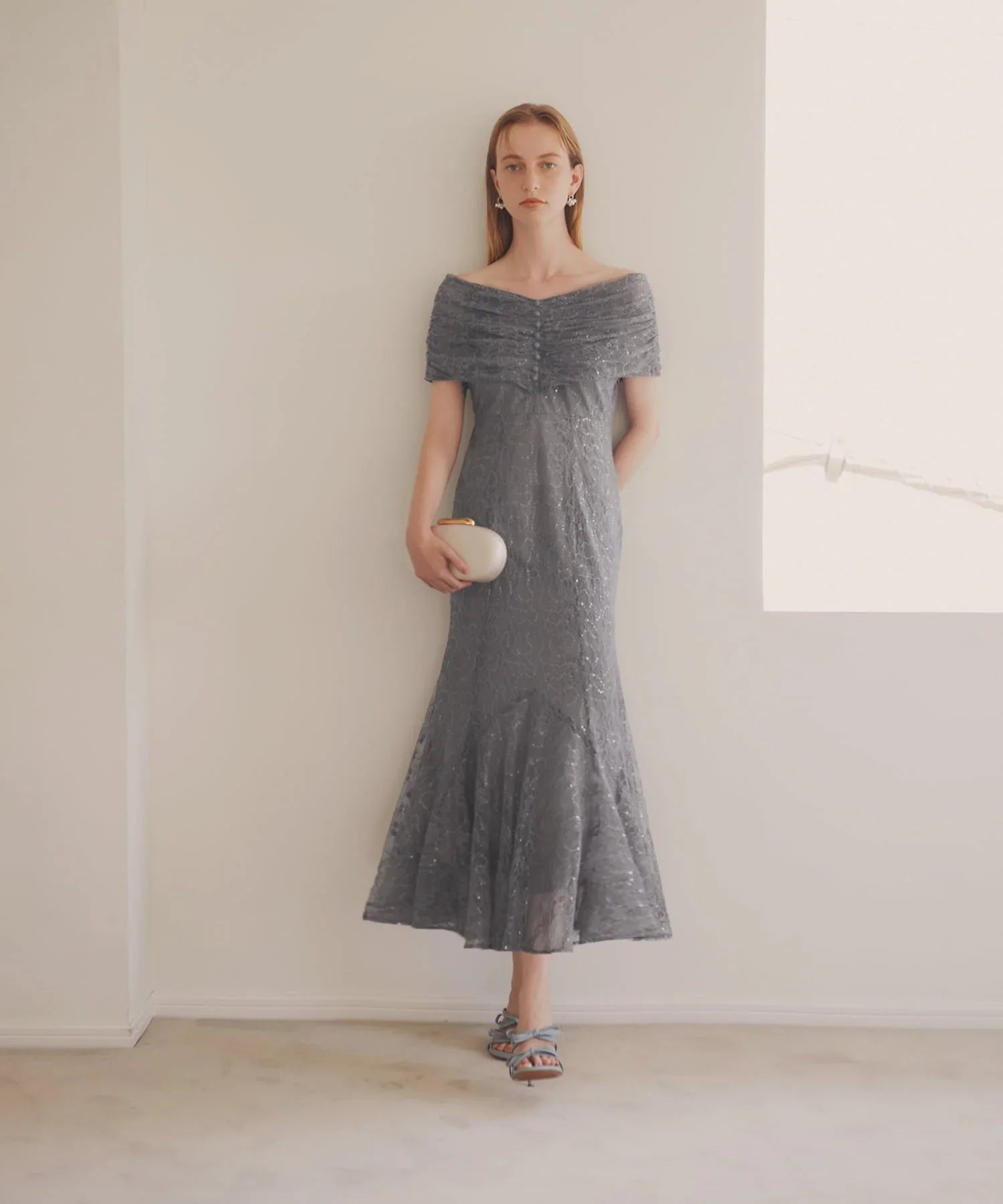 【当日発送】2WAYレース花柄オフショルダーマーメイドワンピースドレス