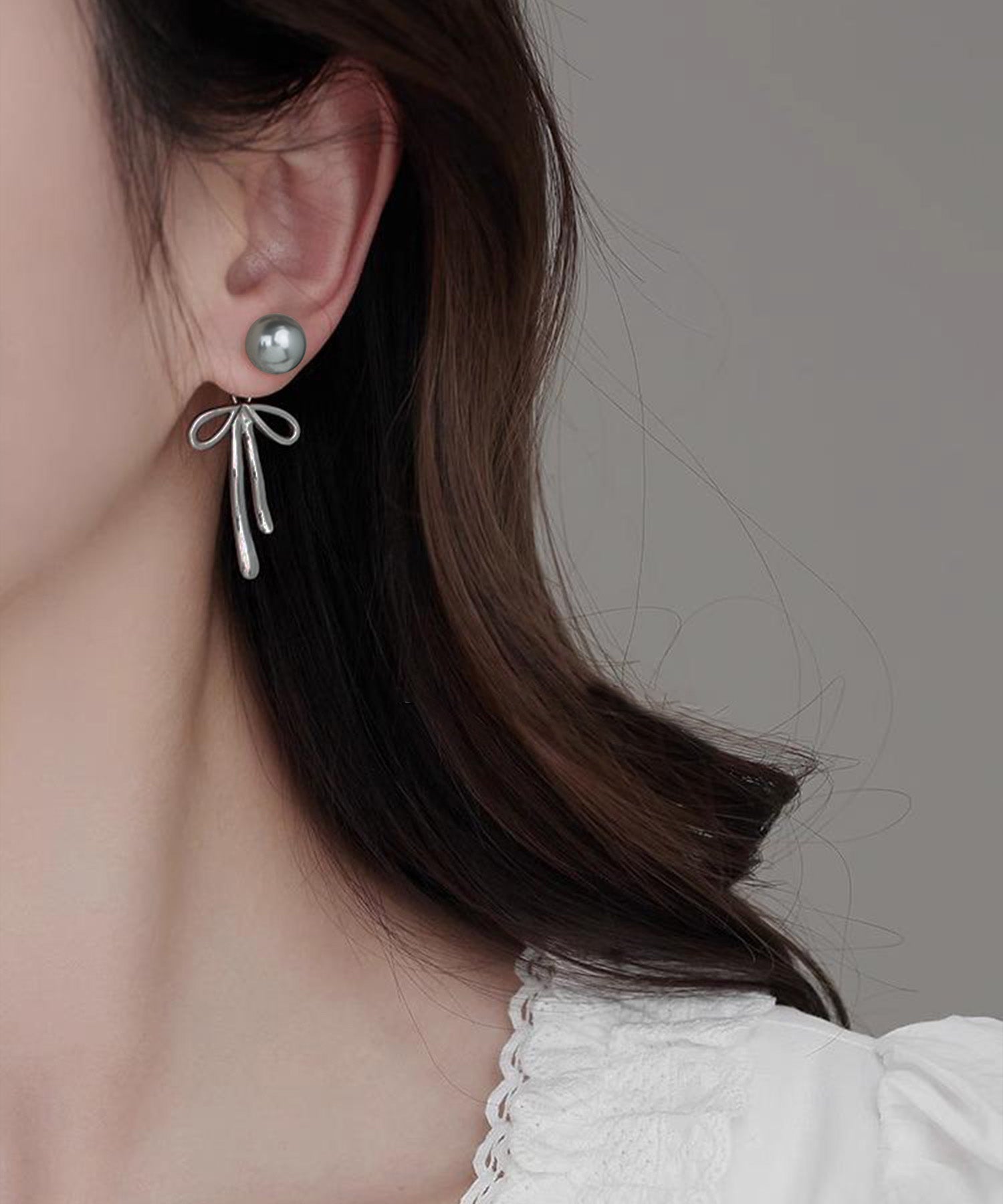 【当日発送】2WAYパールリボンピアス