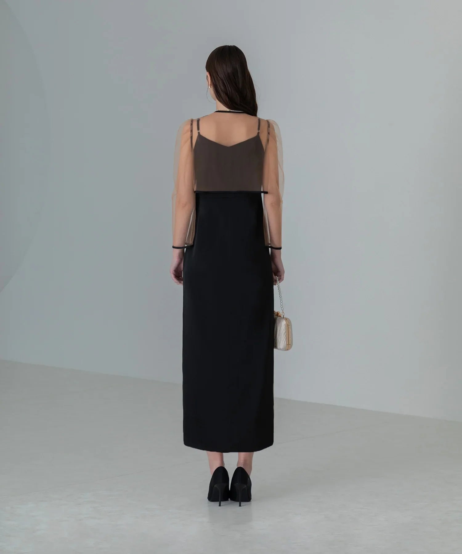 【当日発送】ローズボレロシアースリーブIラインワンピースドレス