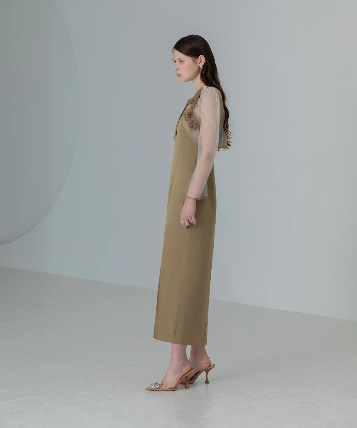 【当日発送】ローズボレロシアースリーブIラインワンピースドレス