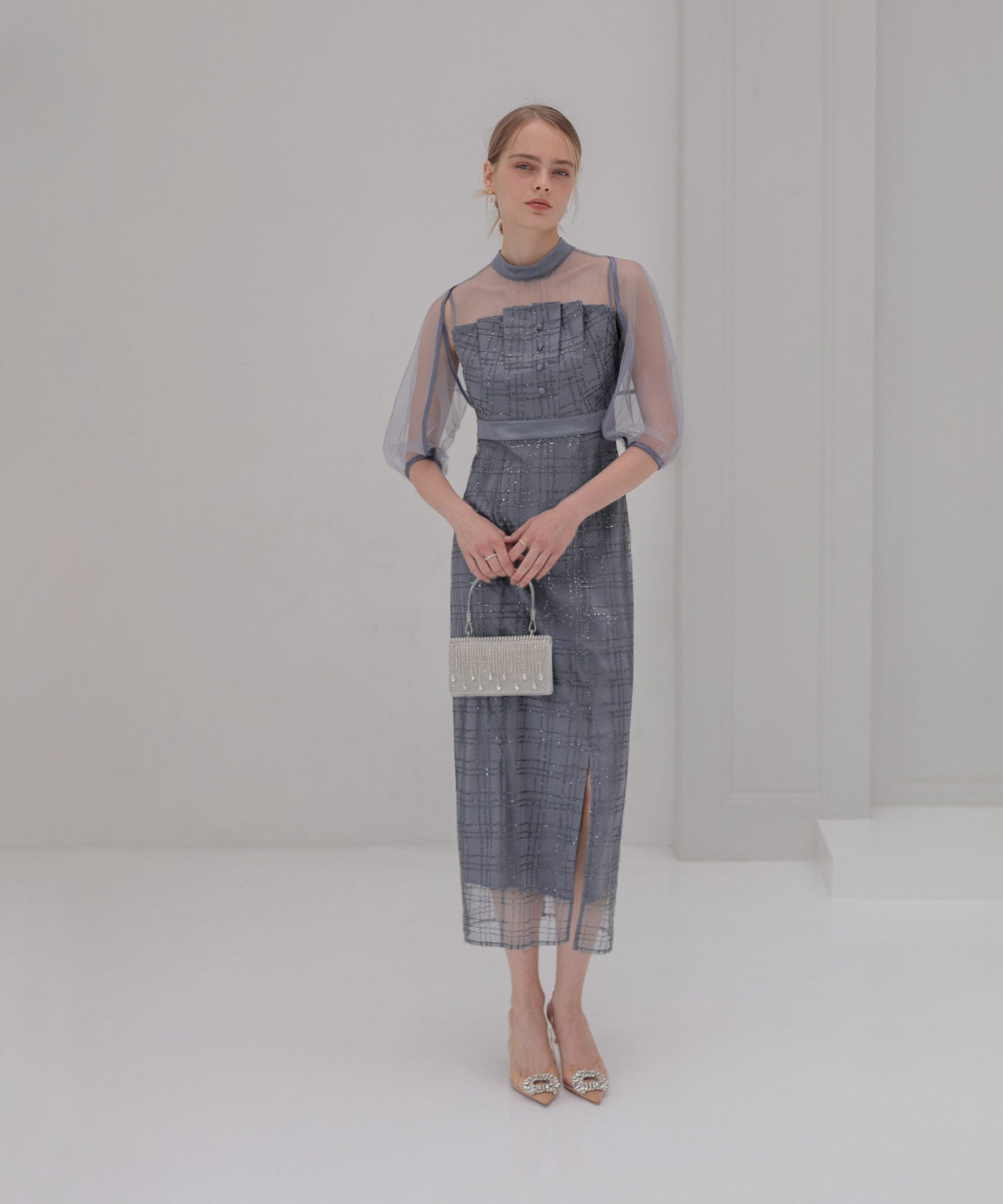 【当日発送】ラメチェックチュールボレロIラインドレス