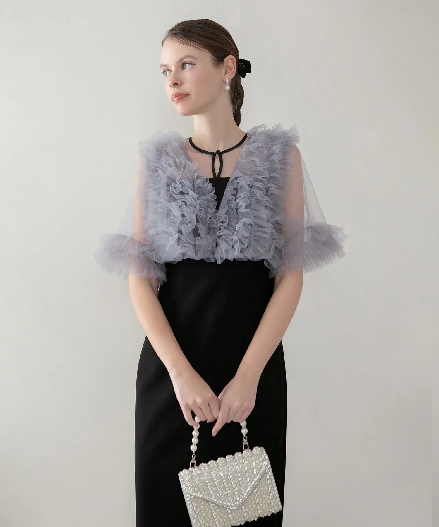 【当日発送】チュールフリルビスチェIラインワンピースドレス