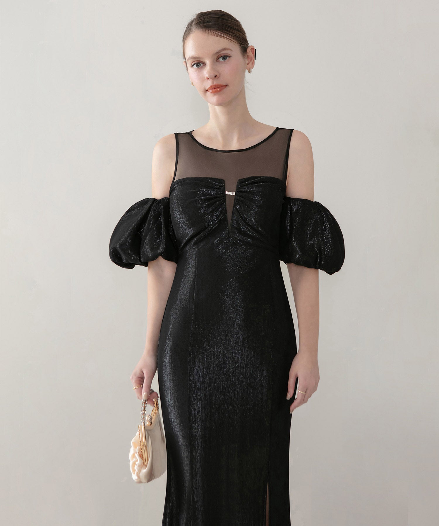 【LEJA LUXE】ラメシャイニーシアーデコルテマーメイドドレス