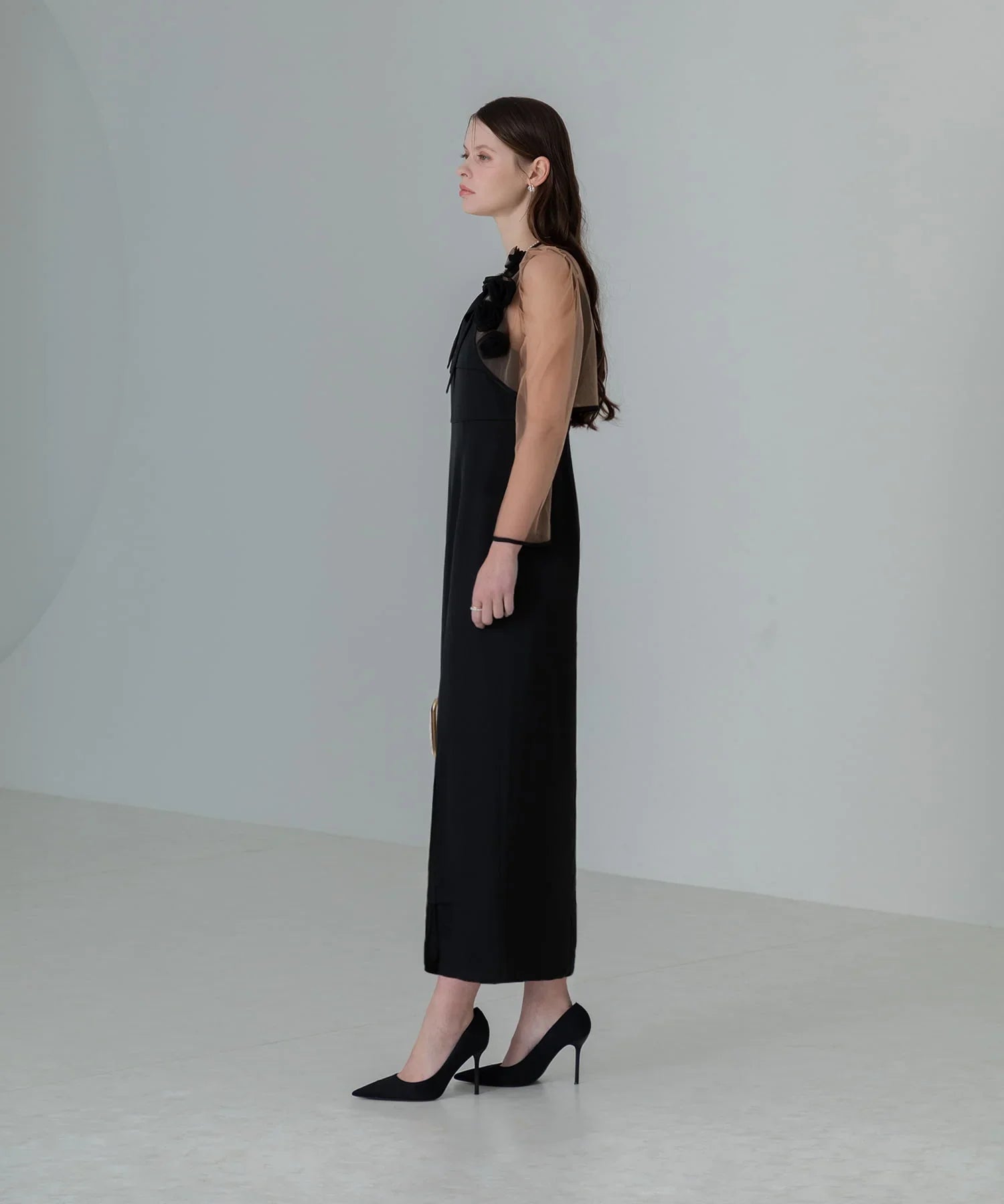 【当日発送】ローズボレロシアースリーブIラインワンピースドレス