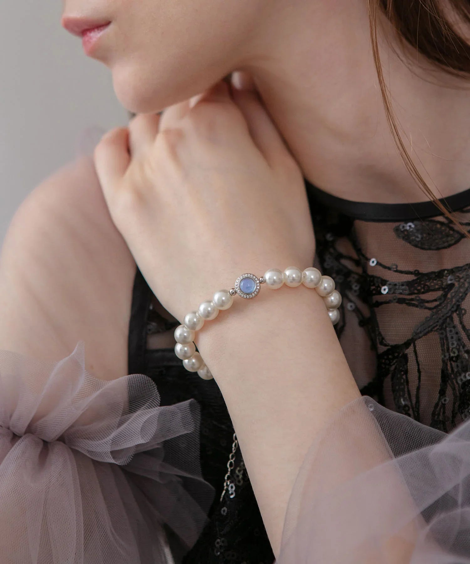 【当日発送】パールブルーストーン ブレスレット