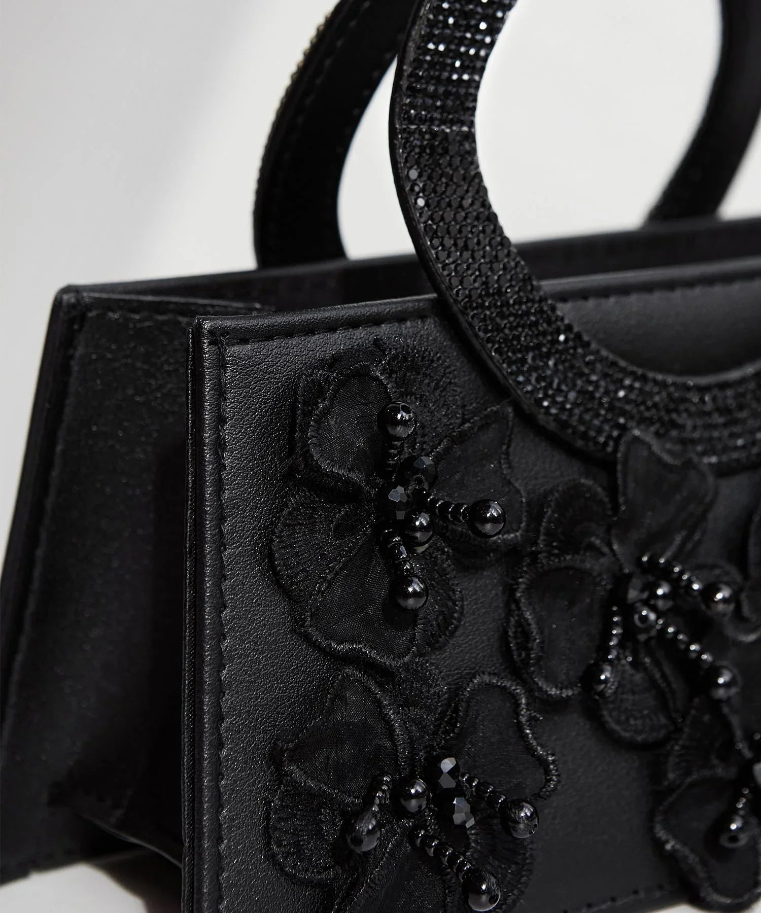 【一部当日発送】フラワービジューラウンドハンドル2wayバッグ