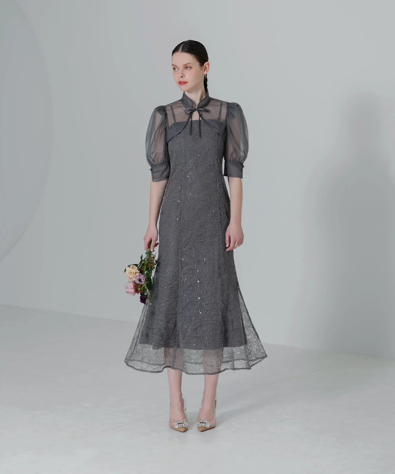 【当日発送】スパンコールボタニカルマーメイドボレロ2WAYワンピースドレス