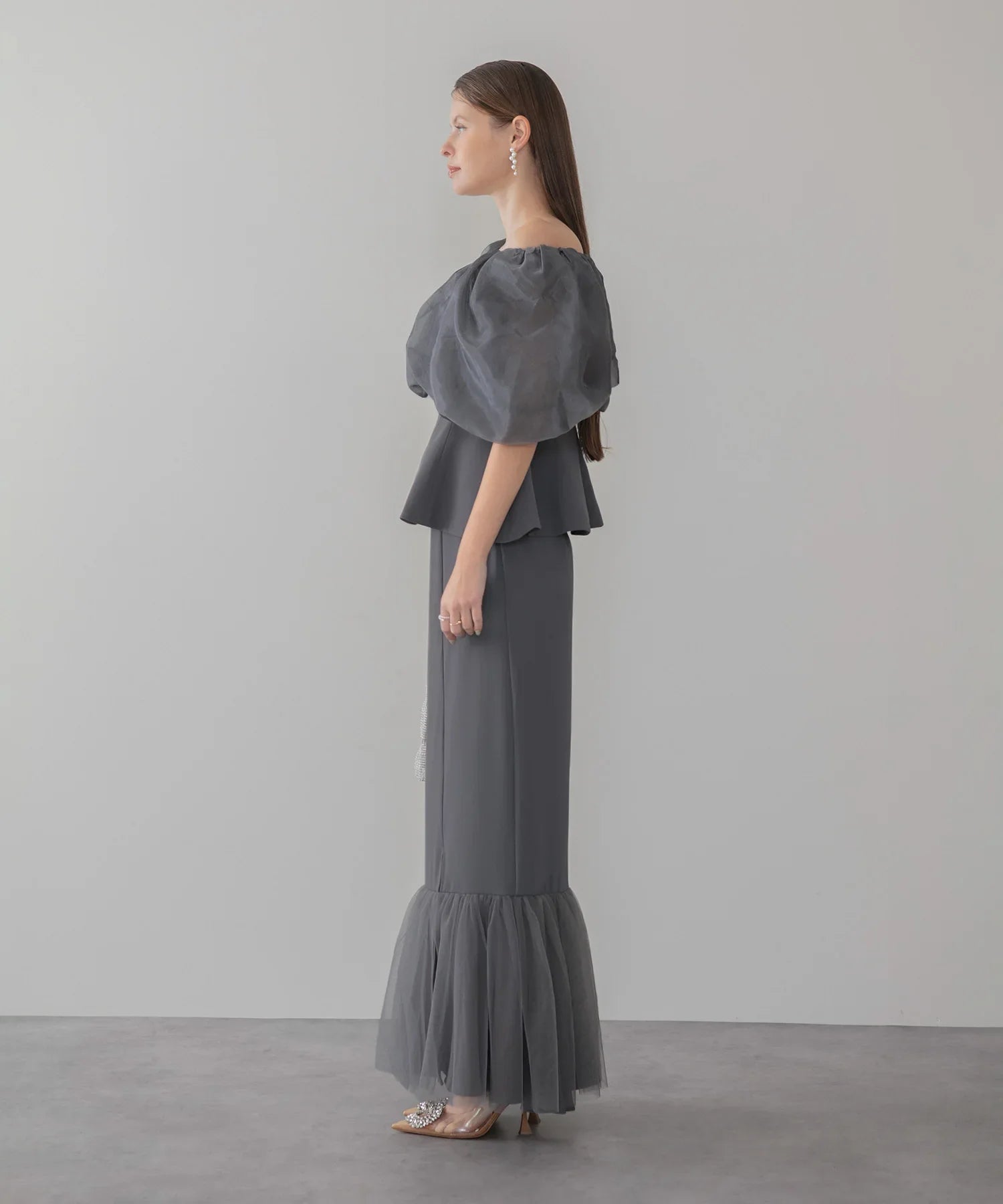 【当日発送】シアーチュールオフショルセットアップドレス