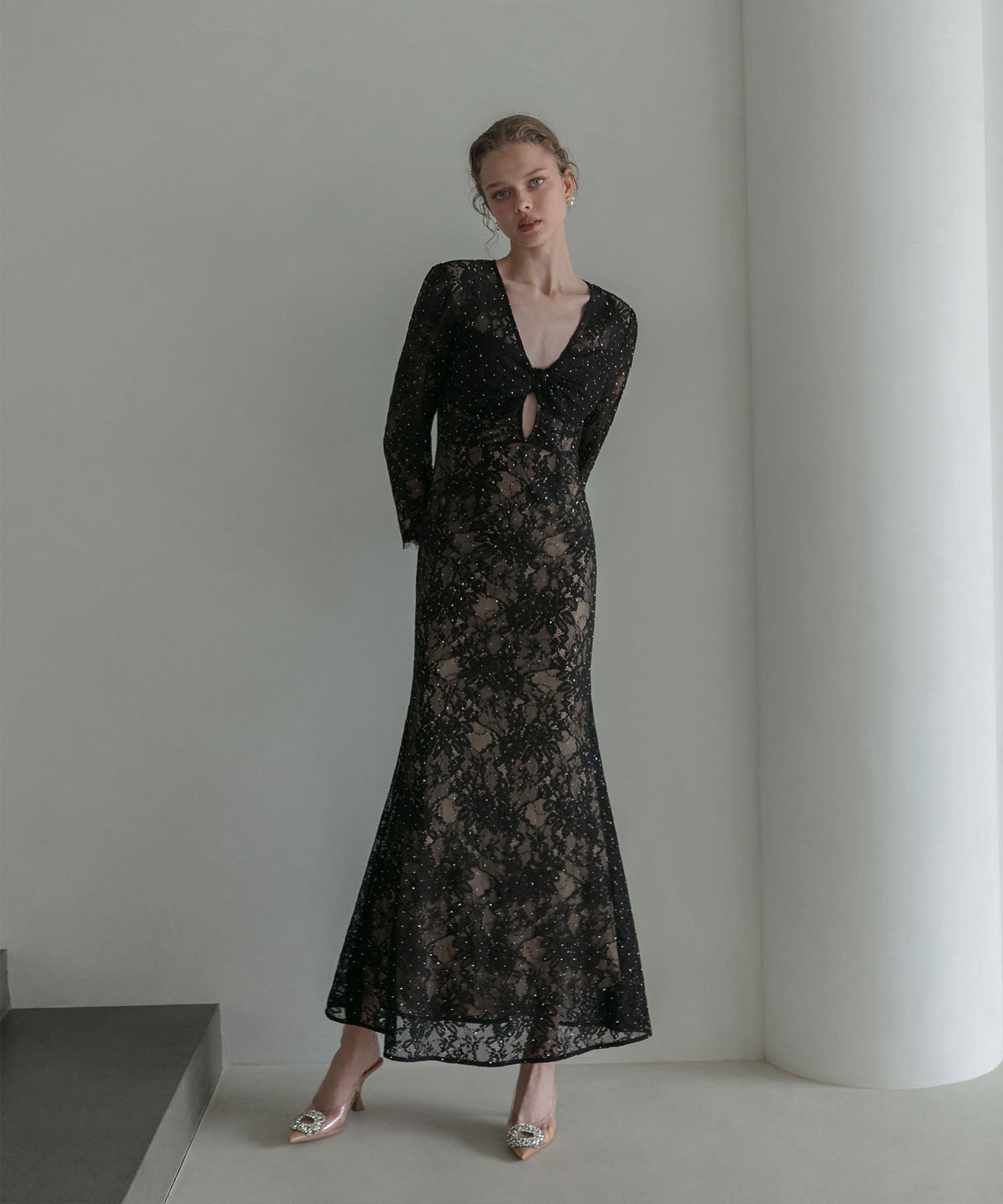 【LEJA LUXE】ツイストオープンレースストーンマーメイドドレス