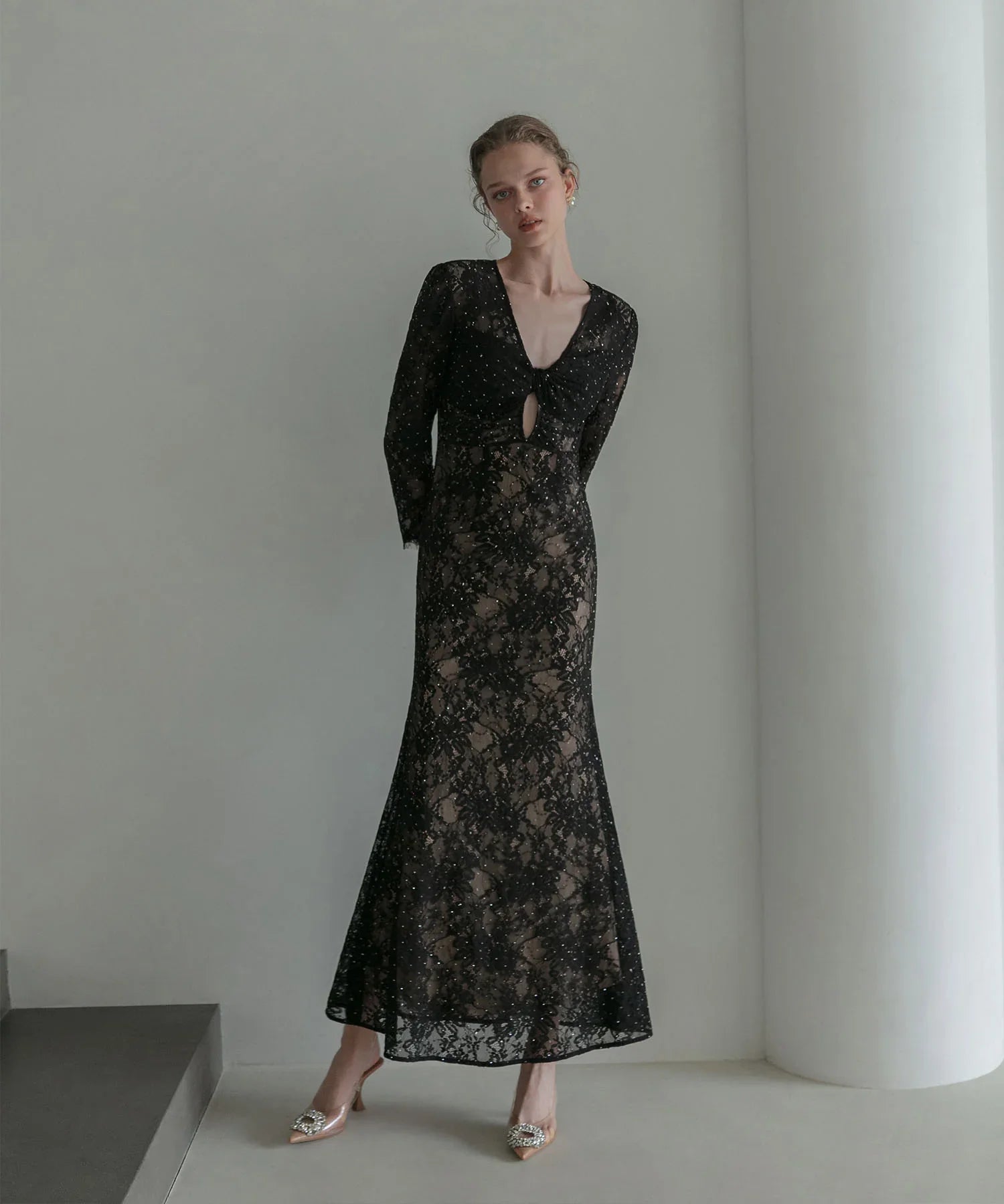 【LEJA LUXE】ツイストオープンレースストーンマーメイドドレス