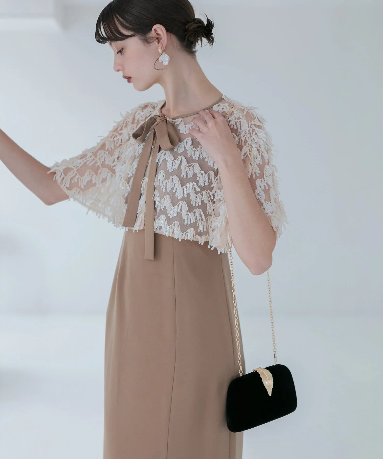 【SOLD OUT】リーフモチーフ2WAYベロアバッグ